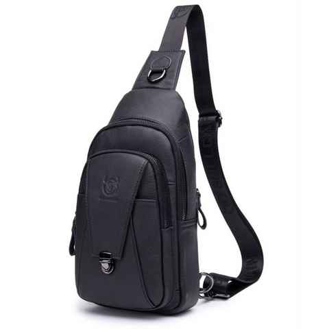 OKWISH Schultertasche Brusttasche Sling Schulter Rucksack Rucksäcke Crossbody Umhängetasche (aus Echtes Leder Herren und Damen 18 x 30 x 5 cm, Geldgürtel, Sport, Sporttasche, Handytasche, Anti-Diebstahl, Echtleder), für Outdoor Camping Reisen Wandern Radfahren Multipurpose Tagepacks