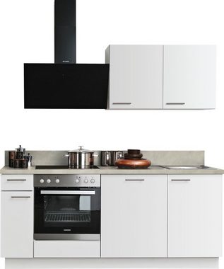 Kochstation Küchenzeile KS-Scafa, vormontiert, mit höhenverstellbaren Füßen, vormontiert, wahlweise mit E-Geräten, mit Soft-Close, Breite 200 cm