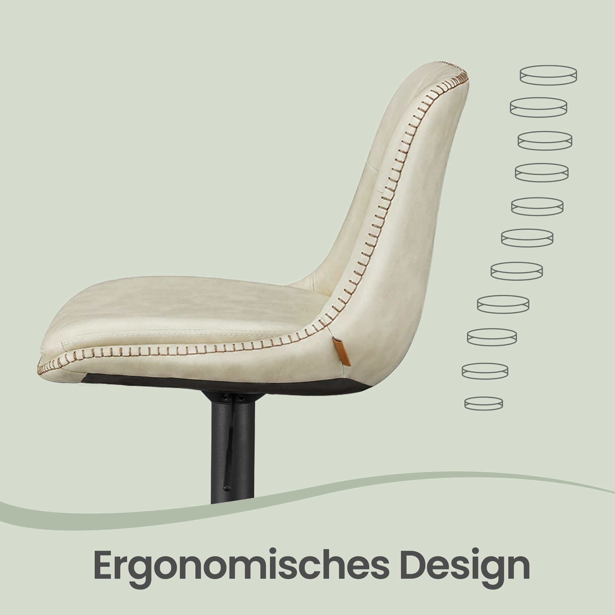 VASAGLE Barhocker Barstühle höhenverstellbar (Set, 2 St), Esszimmer, PU-Bezug, mit Rückenlehne und Fußstütze, Theke – Bild 5 von 5