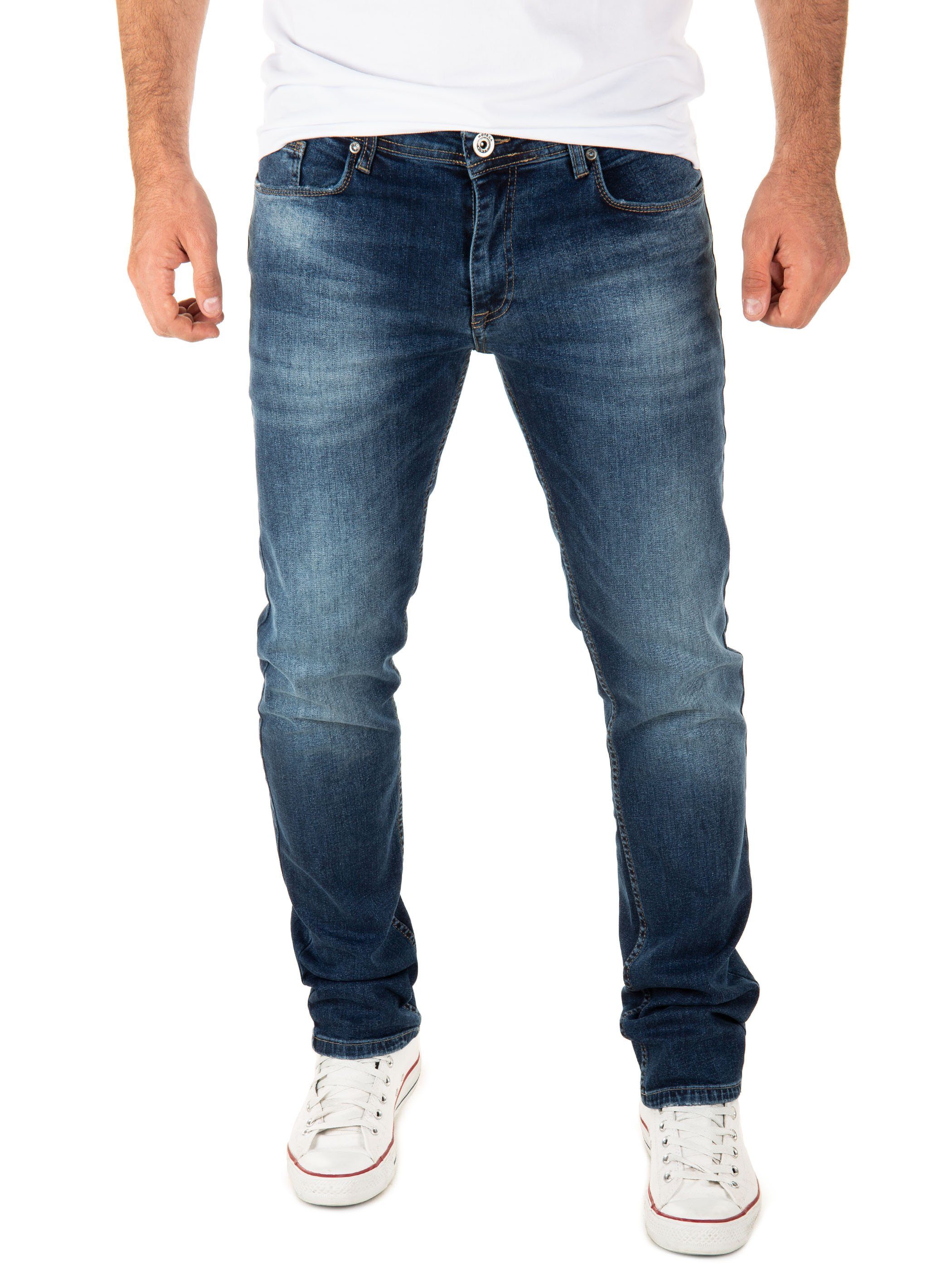 (Insignia 194028) Stretch Jeanshose Jeans Justin WOTEGA Herren Blue mit Slim-fit-Jeans Stretchanteil Blau