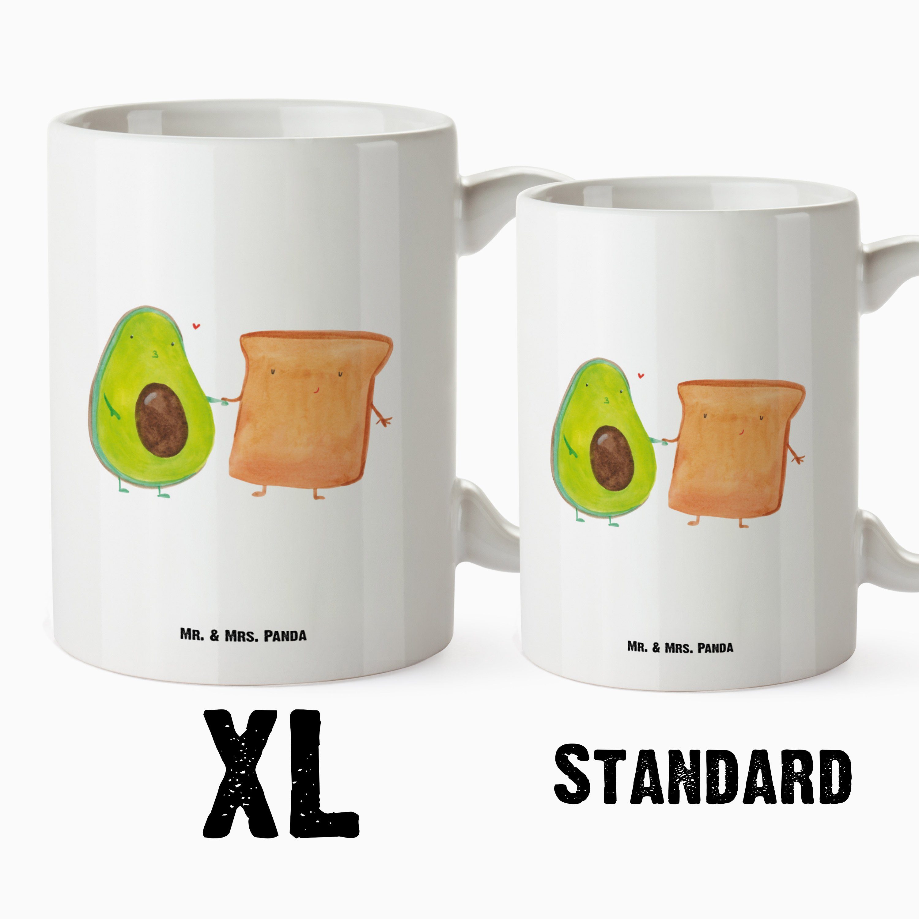 Mr. & Panda Mrs. - - Vegan, Gesund, Tasse Verlobt, Liebespaar, Avocado Keramik Toast + XL Tasse Weiß Geschenk