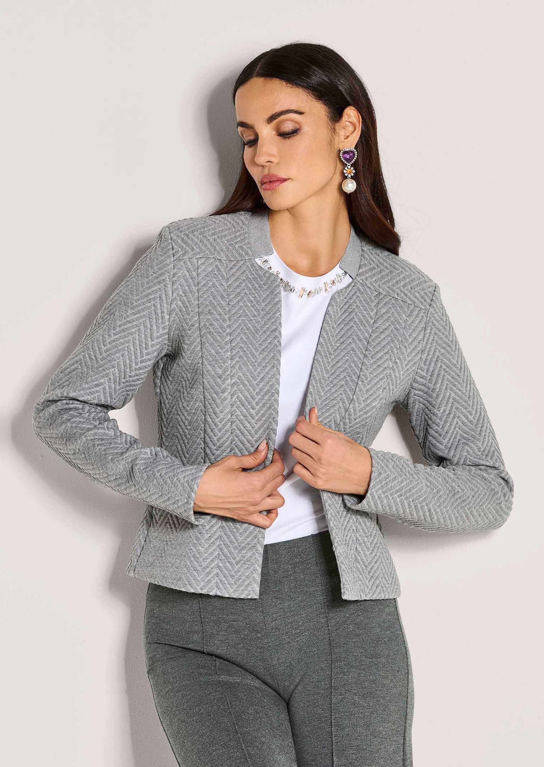 MADELEINE Kurzblazer Moderner Jerseyblazer in Melange-Optik Taillierter Bla günstig online kaufen