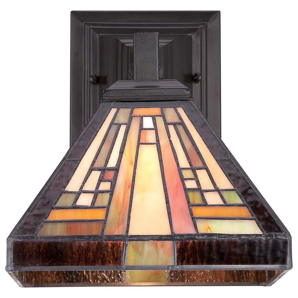 Elstead LIGHTING Wandleuchte, Leuchtmittel nicht inklusive, Wandleuchte Lampe Tiffany-Glas Metall Bronze B 20,3 cm Flurleuchte 1