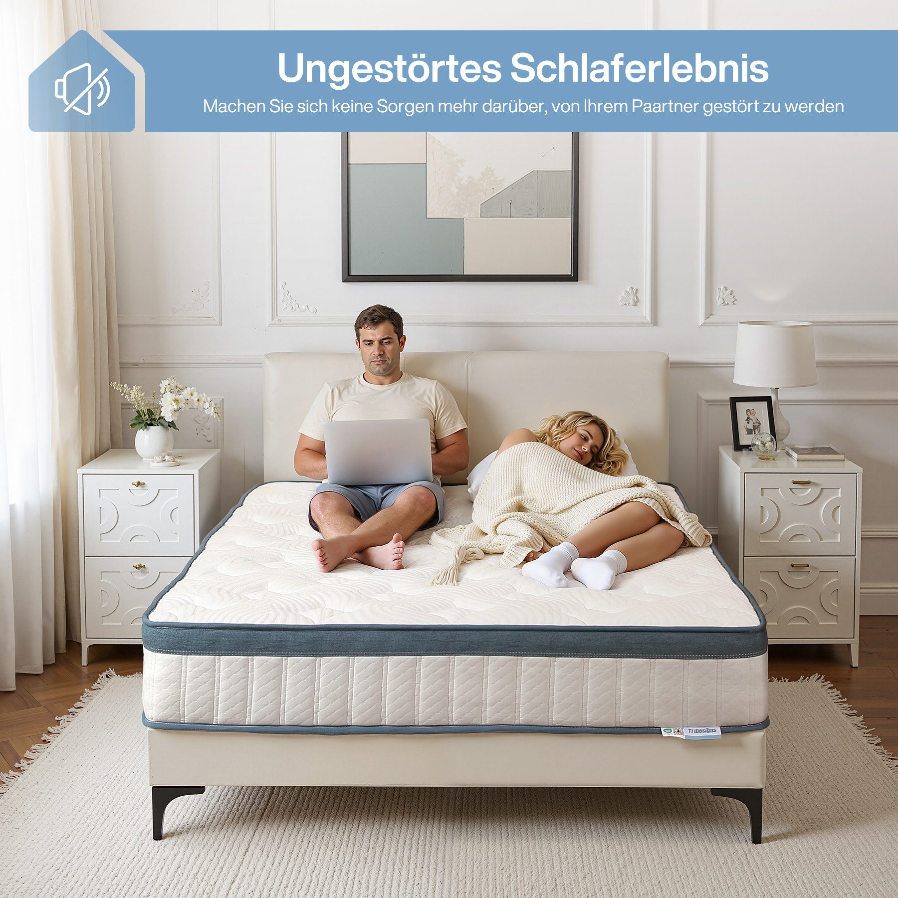 Federkernmatratze Taschenfederkernmatratze Mittlerer Härtegrad H3, 7-Zonen Orthopädische, Tribesigns, 25 cm hoch – Bild 5 von 5