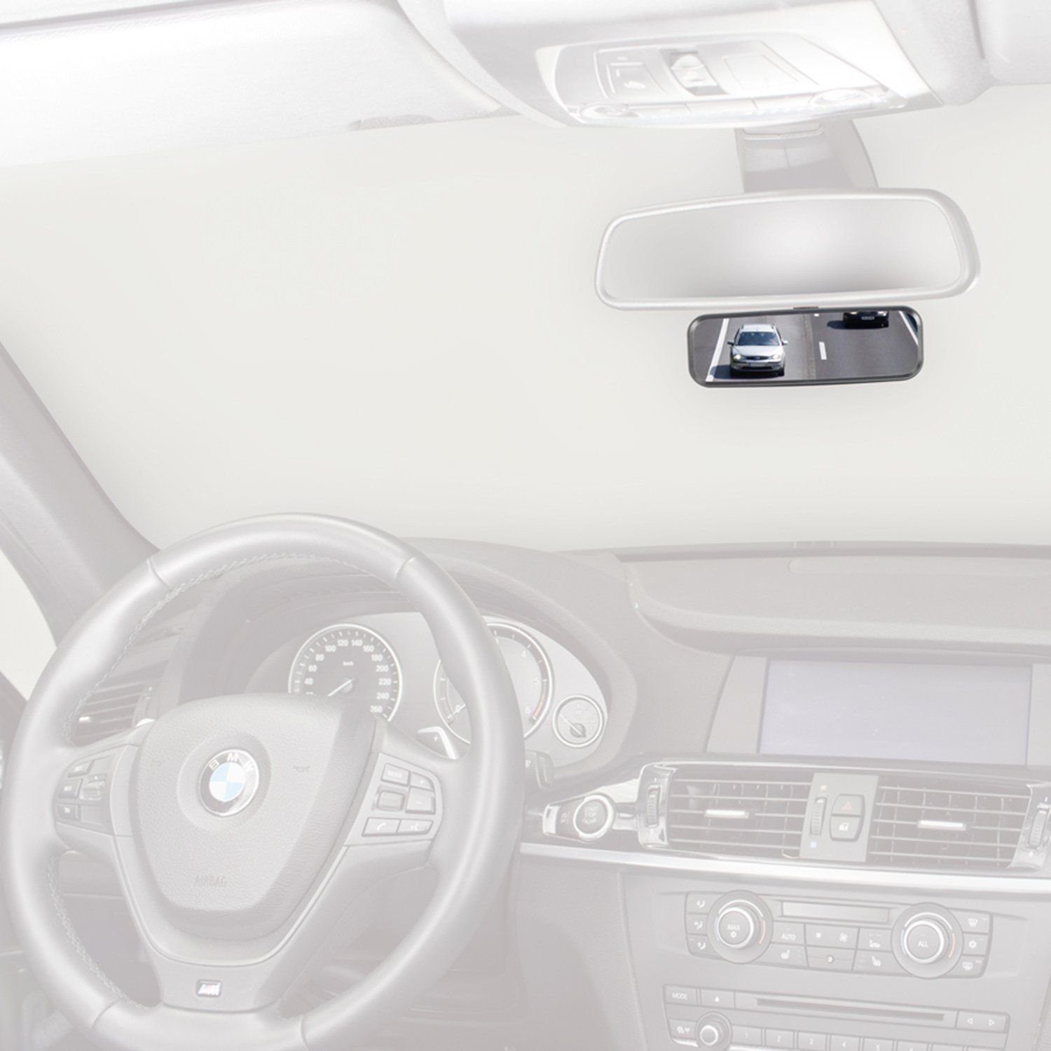 Wicked Chili Halterungszubehör KFZ Saugnapf Rückspiegel (Spiegelfläche: 155 x 48 mm), (1er Set, 1-tlg., Einfache Montage ohne Werkzeug, Made in Germany)