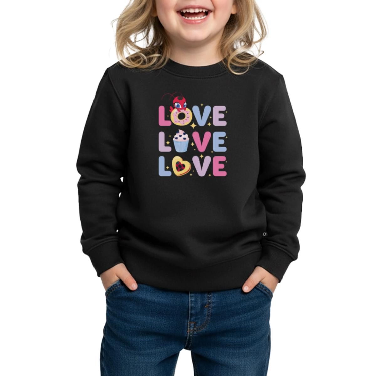 Spreadshirt Sweatshirt Miraculous Love Love Love Schriftzüge Kinder/Teenager Premium Pullover (1-tlg)