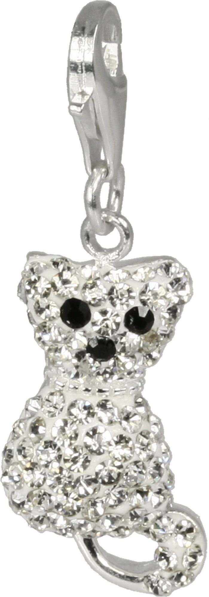 SilberDream Charm-Einhänger SilberDream Charm Katze, Charmsanhänger Katze, 925 Sterling Silber, Farbe: weiß, schwarz im shi