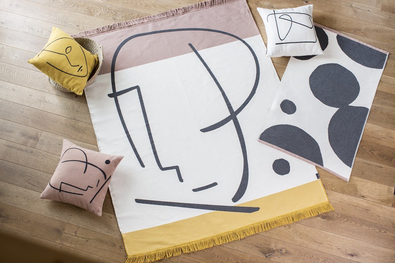 DAVID FUSSENEGGER Kissenhülle Nova 'Auge' 50 x 50 cm Senf günstig online kaufen