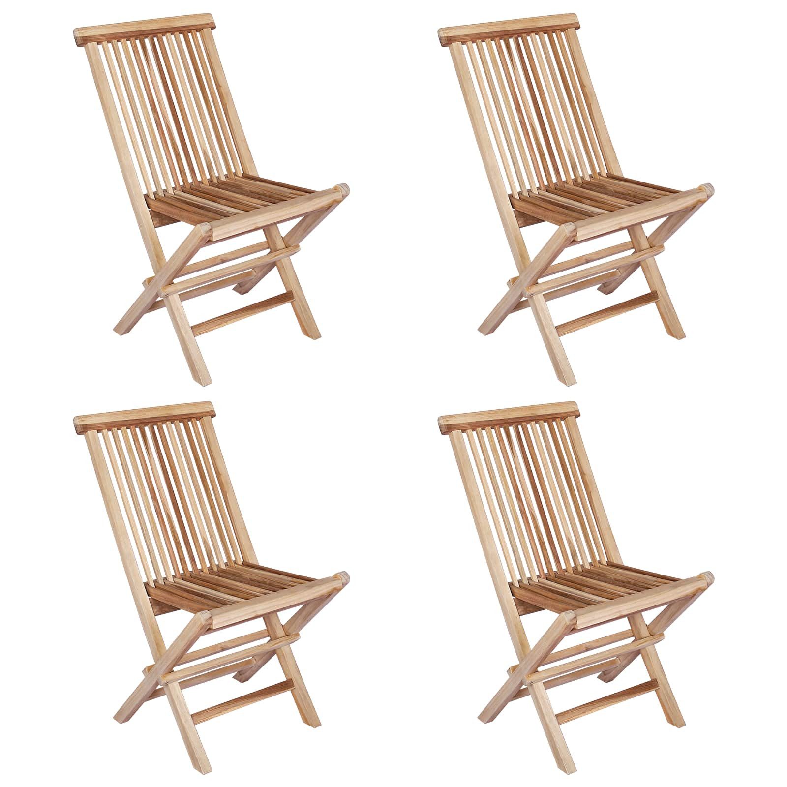 vidaXL Gartenstuhl Klappbarer Gartenstuhl 4 pcs Natur Massivholz (4 St)