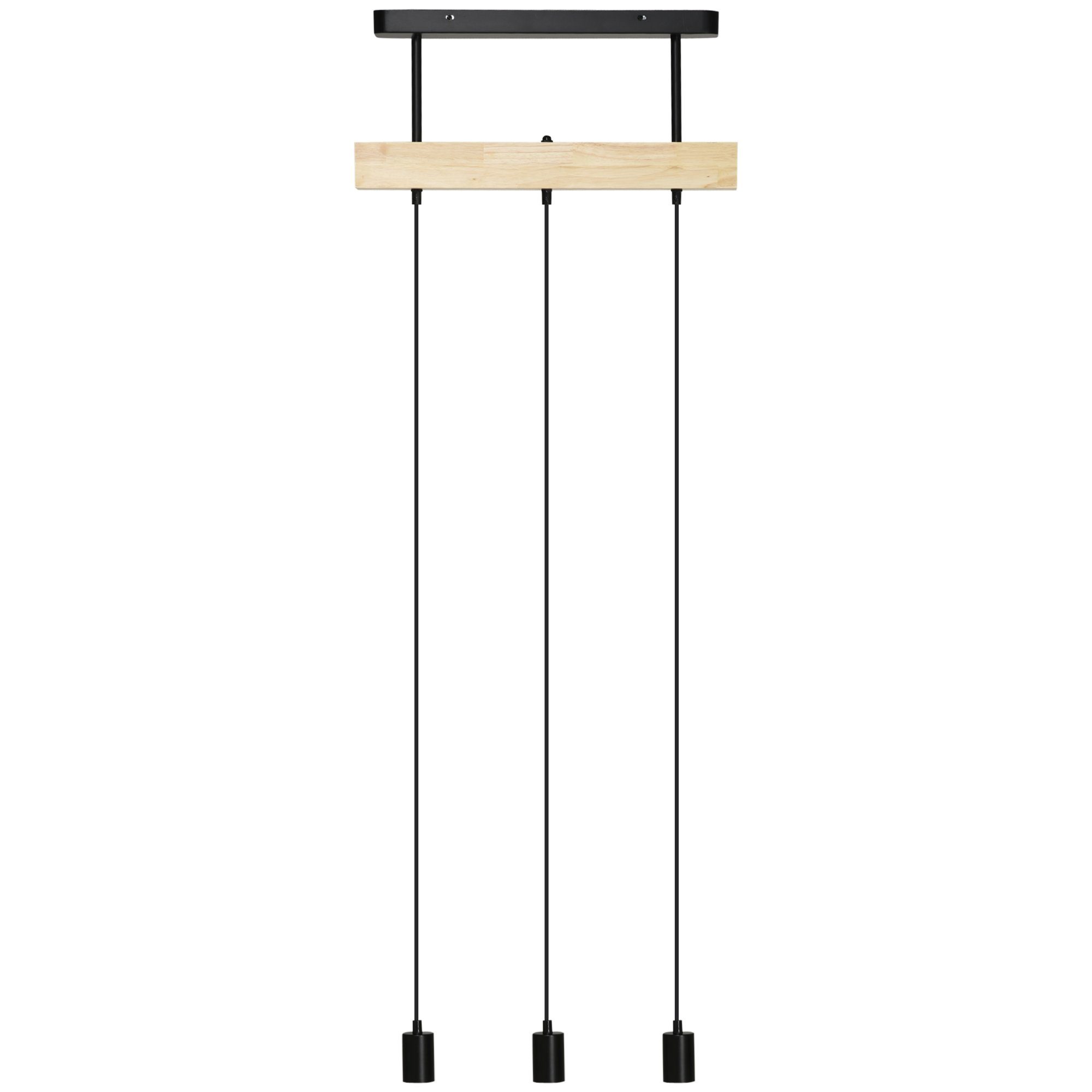HOMCOM Pendelleuchte höhenverstellbarer Pendellampe mit E27 Fassung, Metall, Schwarz 50 x 8 x 33 cm