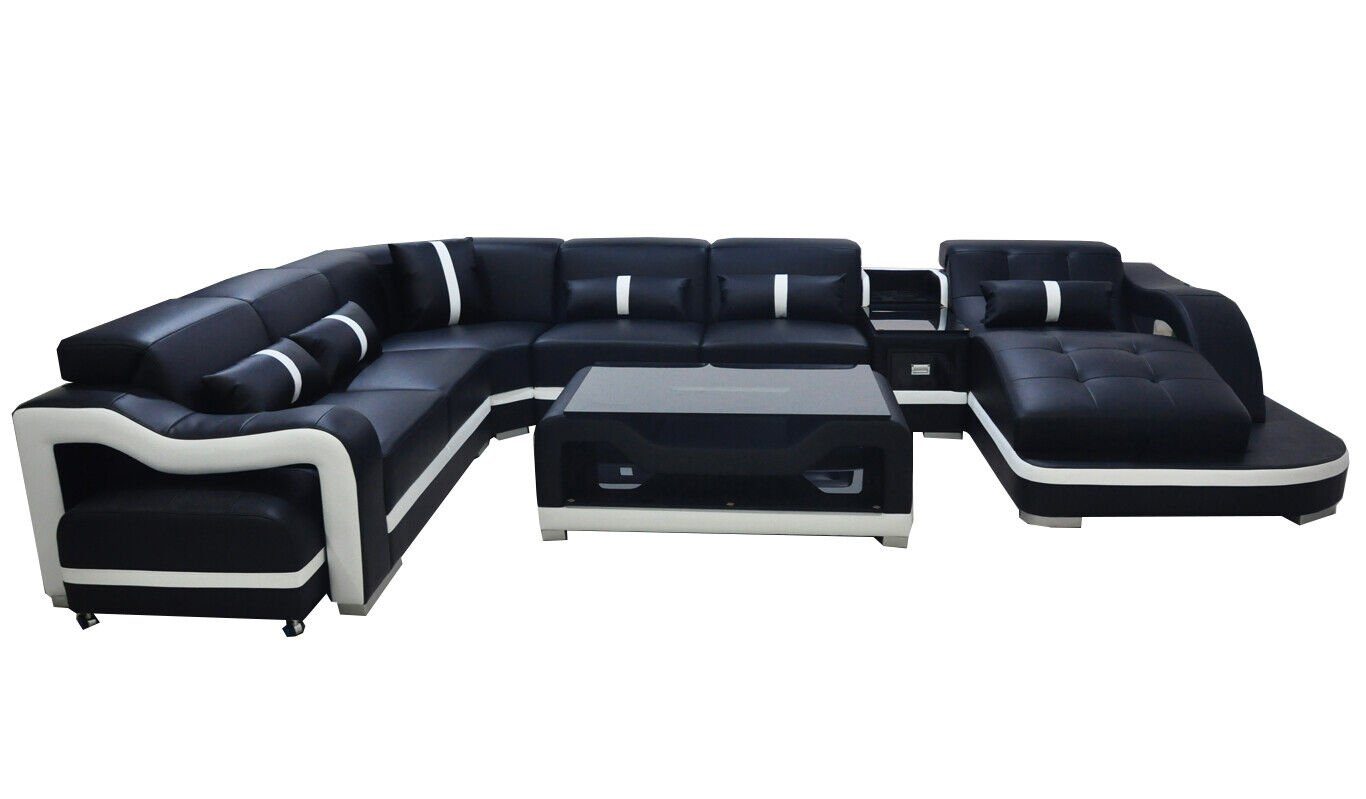 Ecksofa JVmoebel Europe in Ledersofa Eckgarnitur, Sitz Couch Made Ecksofa USB Wohnlandschaft