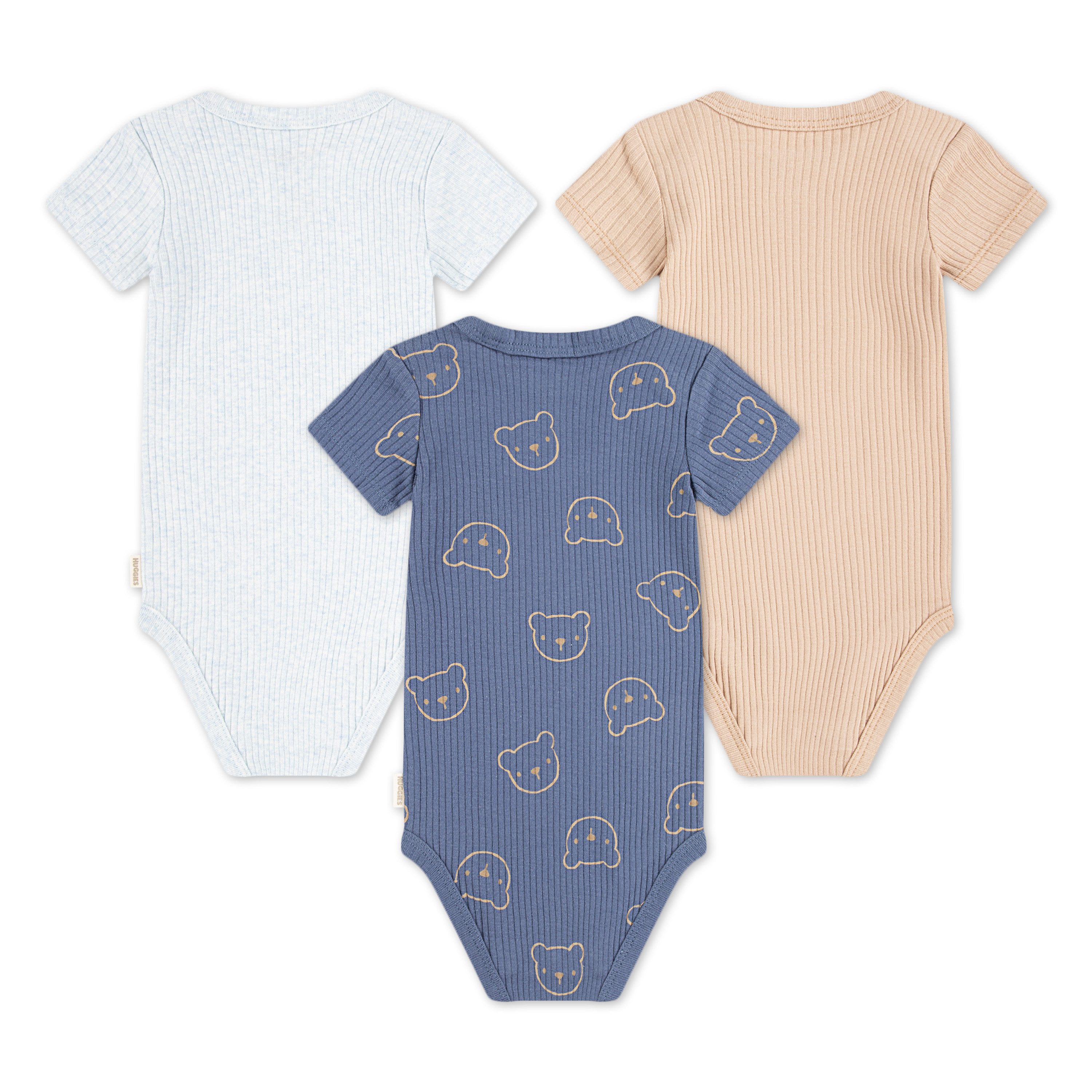 HUGGIES babywear Kurzarmbody HUGB 3PK BODYSUIT (Packung, 3-tlg) aus softer, gerippter Struktur