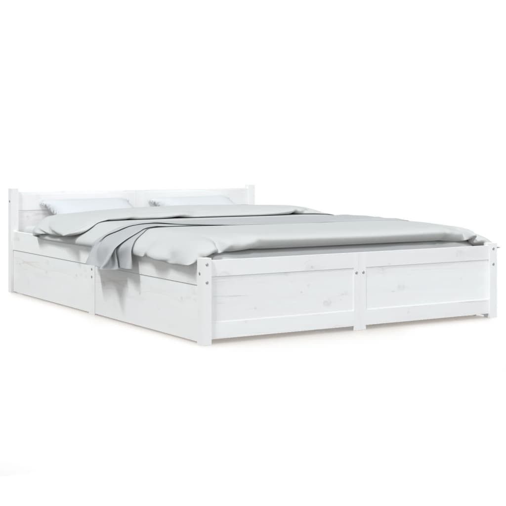 vidaXL Bett Bett mit Schubladen Weiß 160x200cm