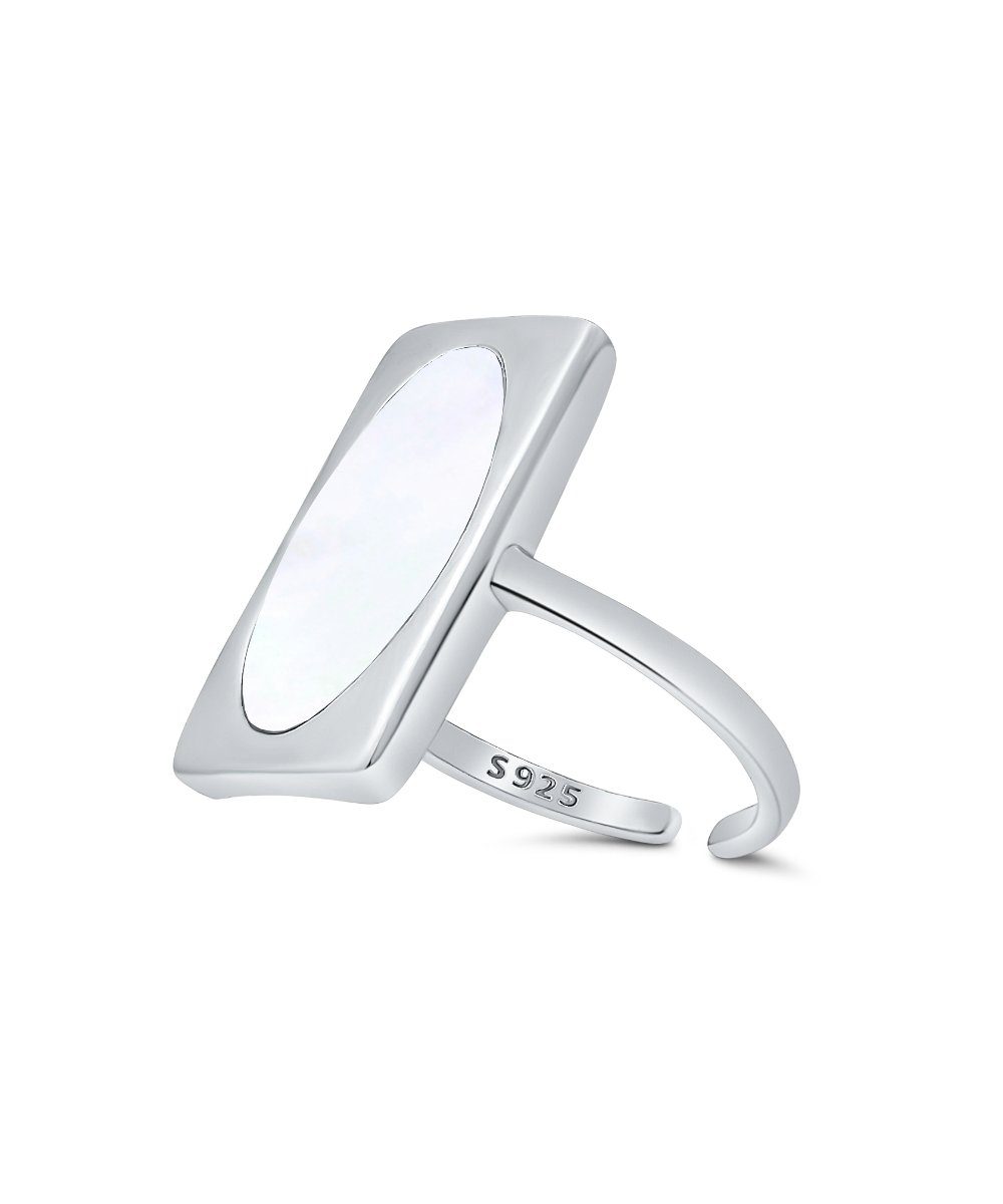 DANIEL CLIFFORD Silberring 'Lia' Damen Ring Silber 925 mit Perlmutt, größenverstellbar (inkl. Verpackung), rechteckiger Silberring aus Sterlingsilber und Perlmutt, haut- und allergiefreundlich