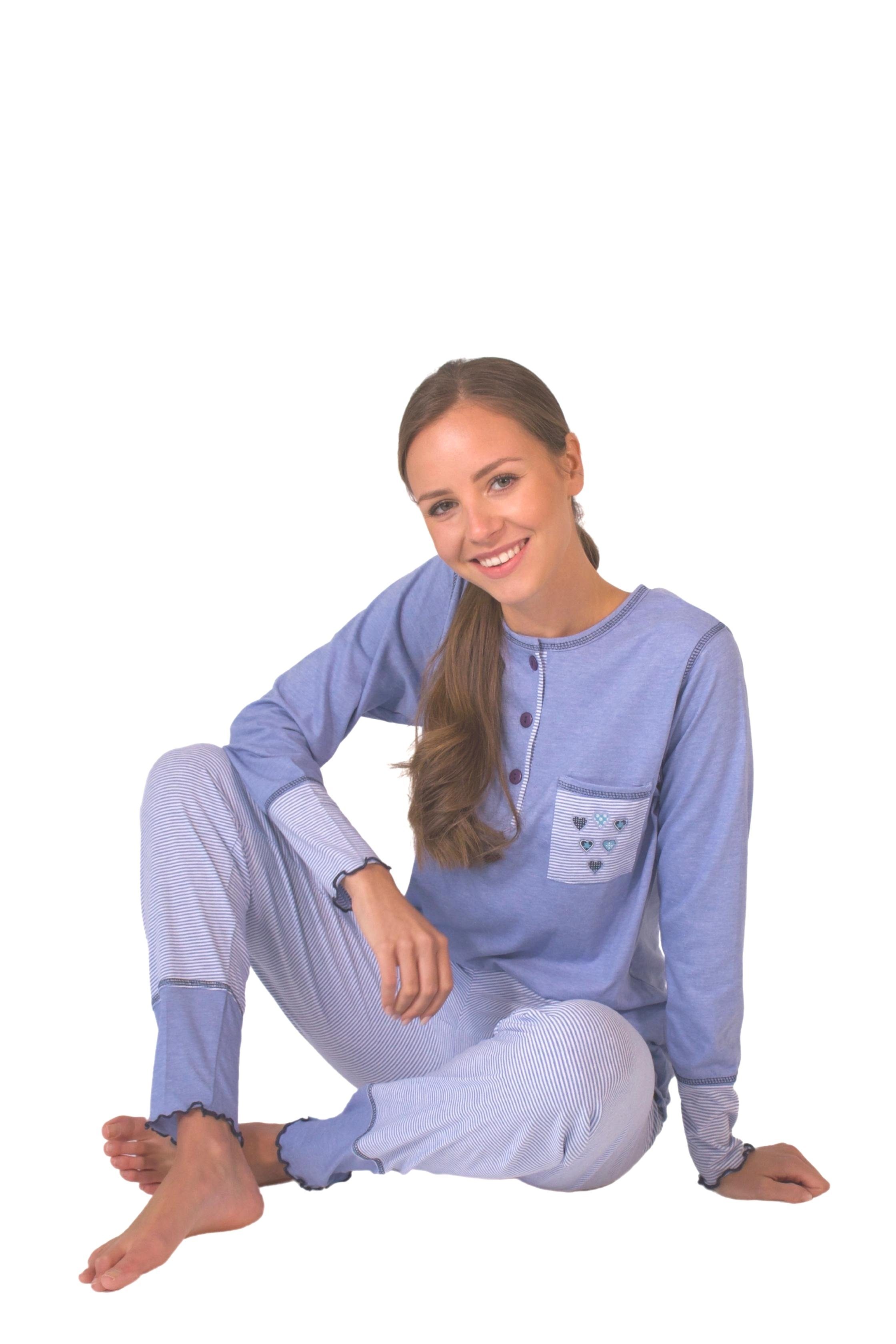 Qualität (Packung, Damen Pyjama aus Consult-Tex Baumwolle-Jersey Pyjama DW330 weicher tlg) 2 Schlafanzug