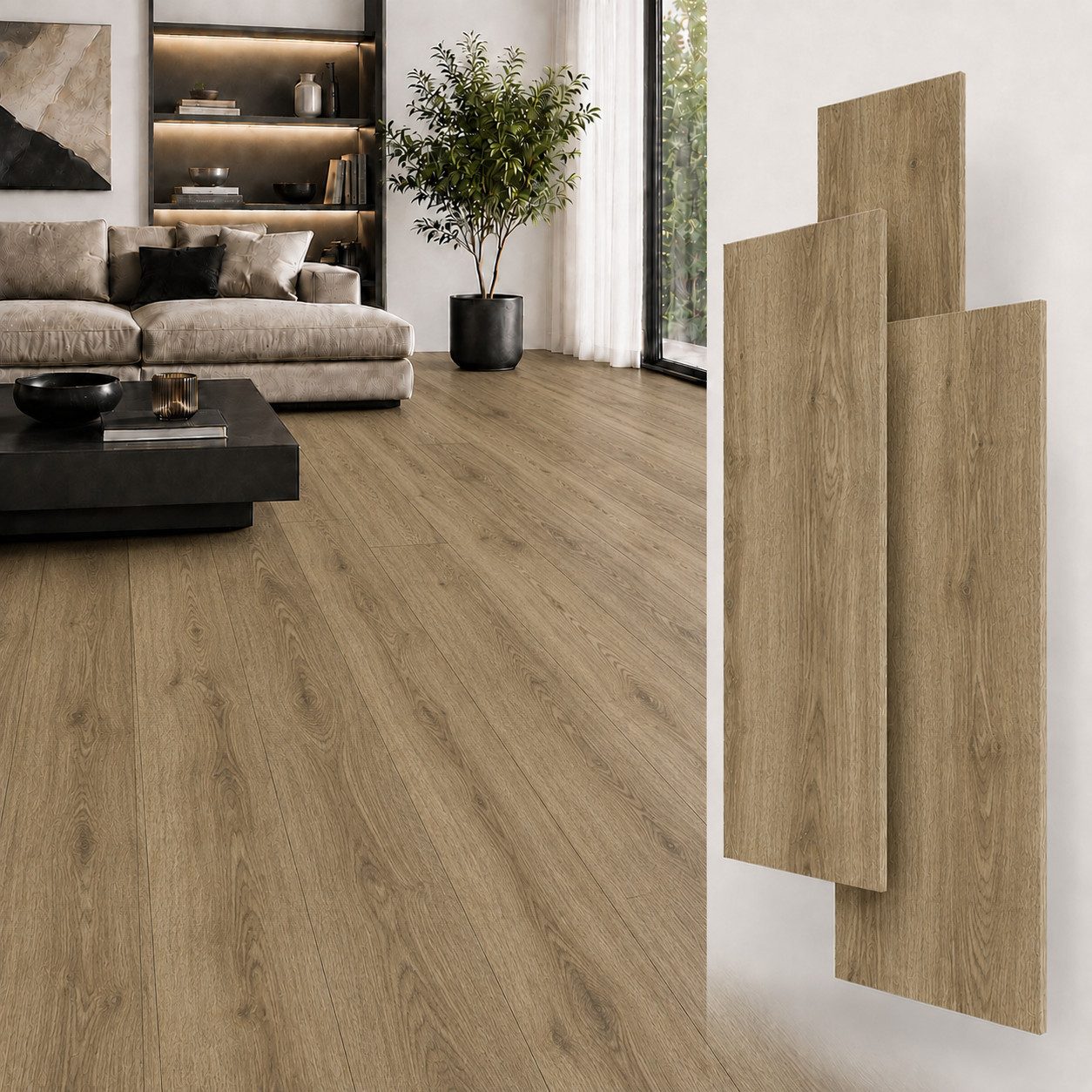 NoblesBox Designboden SPC Klick-Vinylboden 5 mm mit Trittschalldämmung in Holzoptik, kleberfrei, mit Trittschalldämmung, wasserfest, pflegeleicht