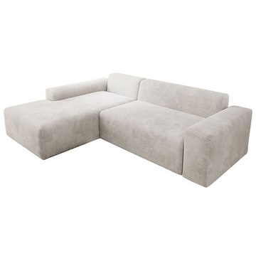 Juskys Ecksofa Vals, modern, L-Form, Stoff, bequem, samtig wie Cord, breiter Sitz