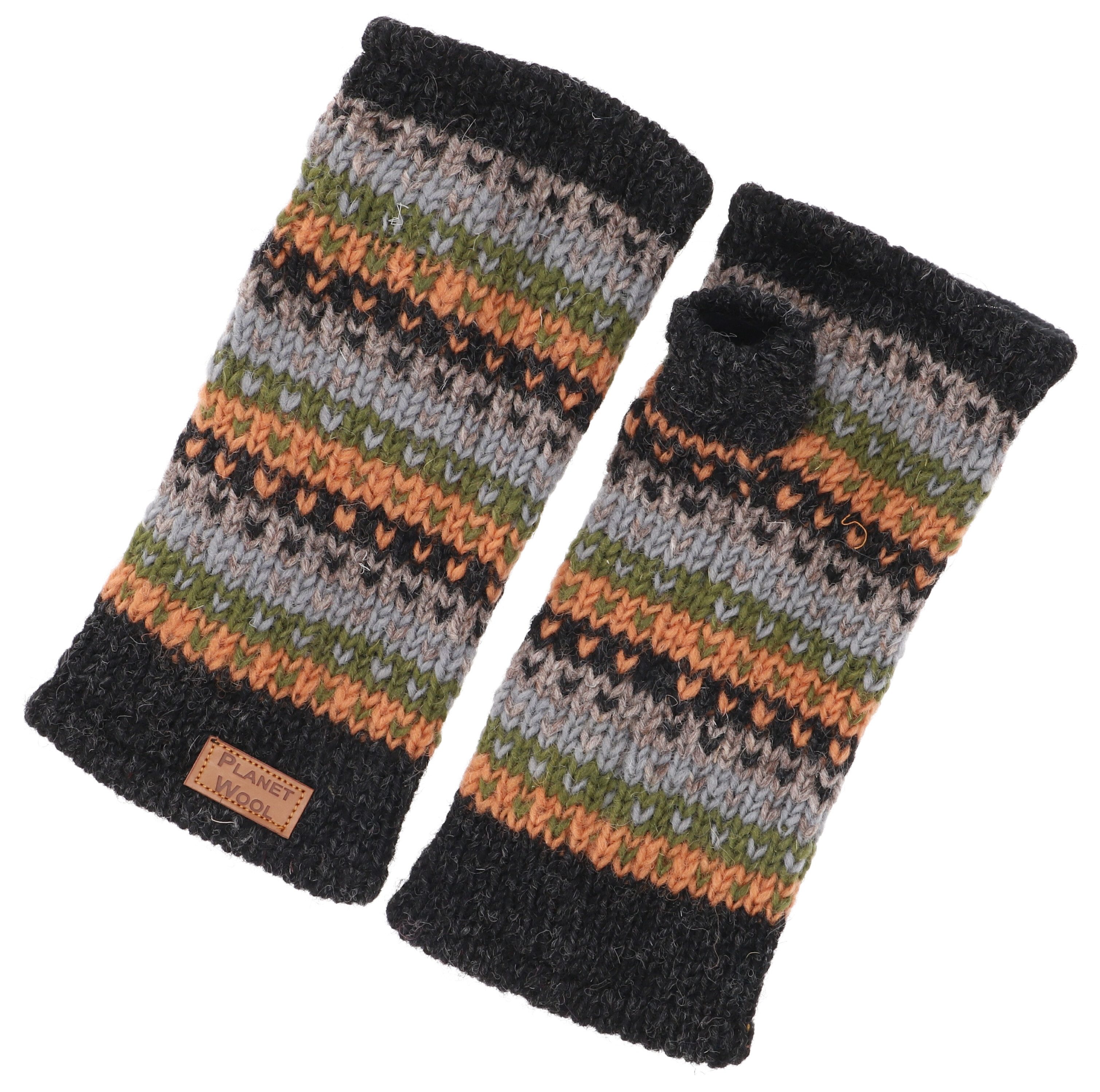 Guru-Shop Strickhandschuhe Handstulpen, handgestrickte Wollstulpen aus..