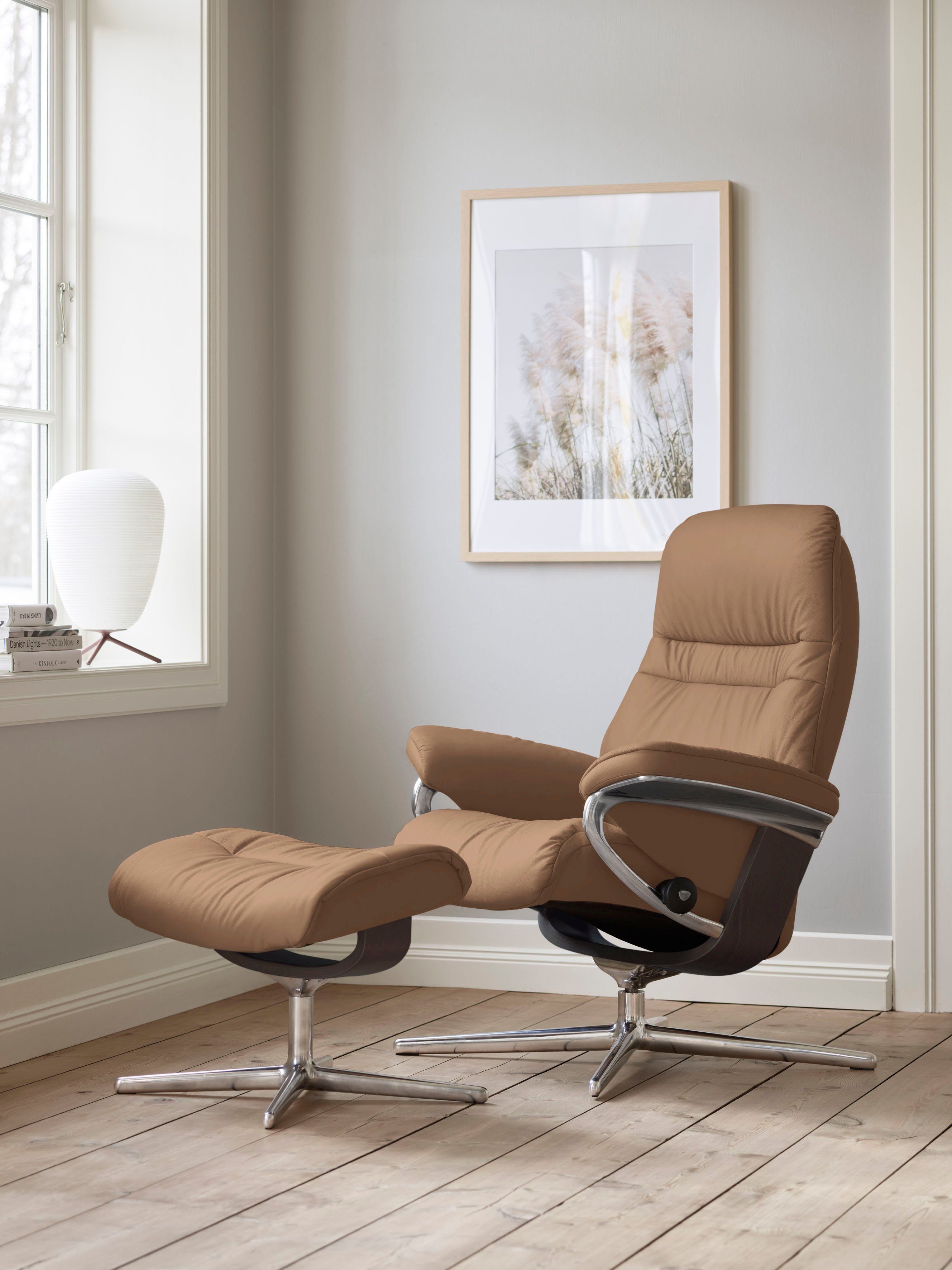Stressless® Fußhocker Sunrise, mit Cross Base, Größe S, M & L, Holzakzent Wenge