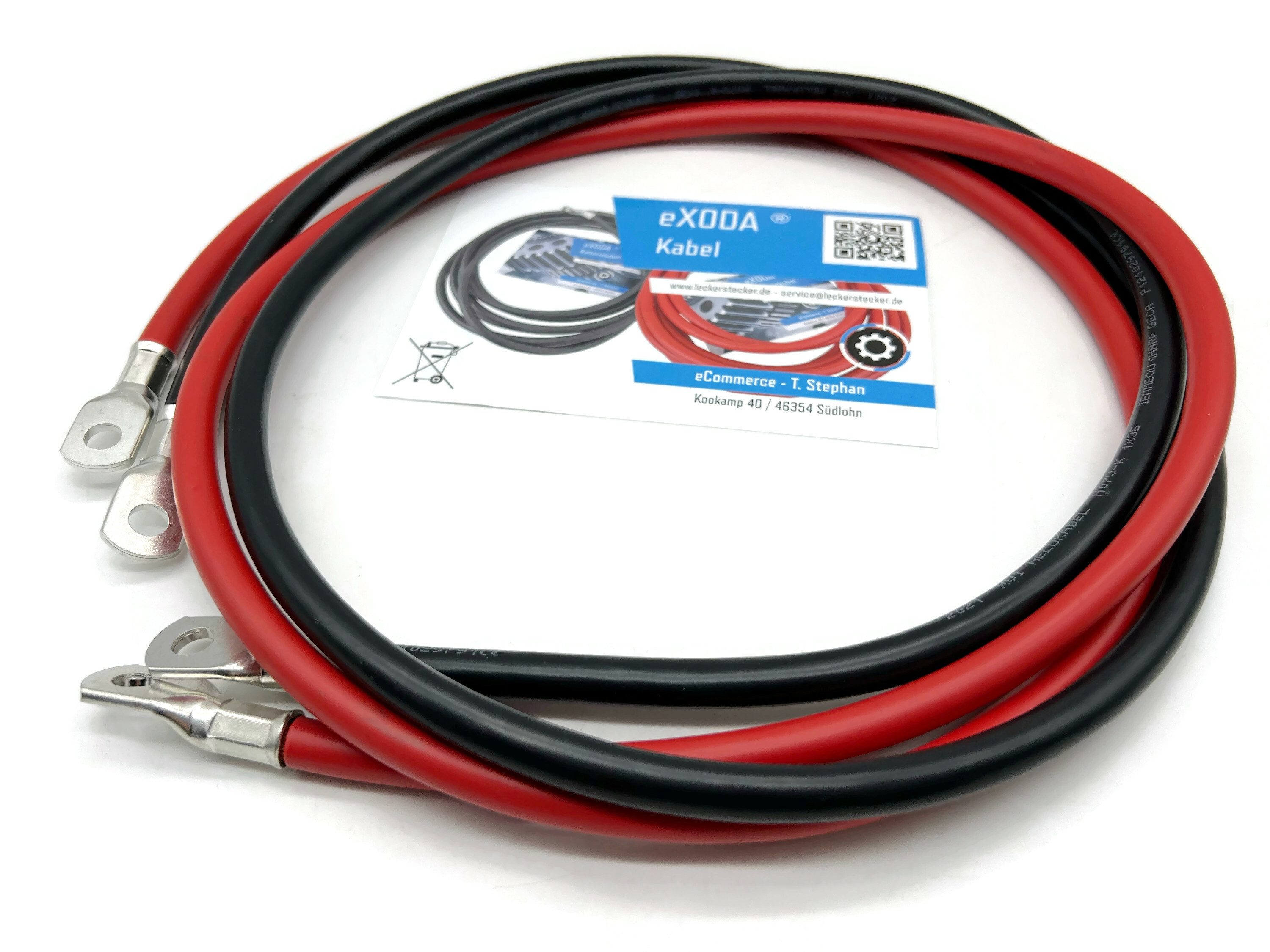 eXODA 35 mm2 M8 M8 Batteriekabel, Rot und Schwarz, (150 cm), 99% Kupfer