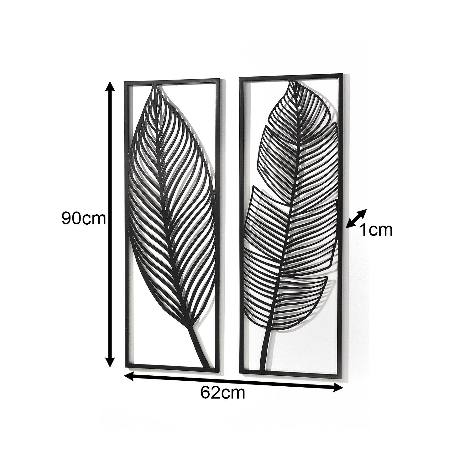 Kobolo Wandbild Metallbild FEATHER zweiteilig aus schwarzem Metall, Blatt – Bild 3 von 5