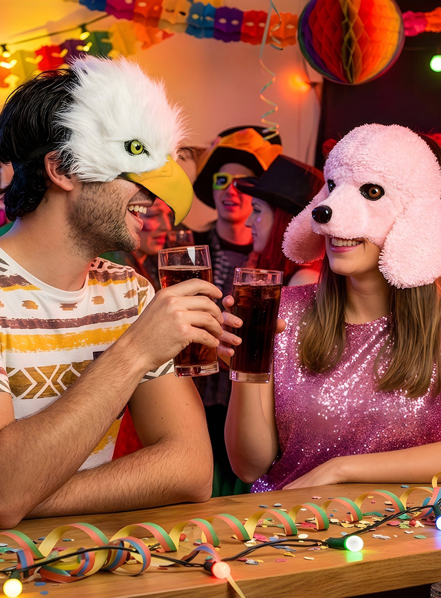 Boland Verkleidungsmaske Adler Halbmaske aus Plüsch, Lebensechte Vogelmaske mit Plüschfedern