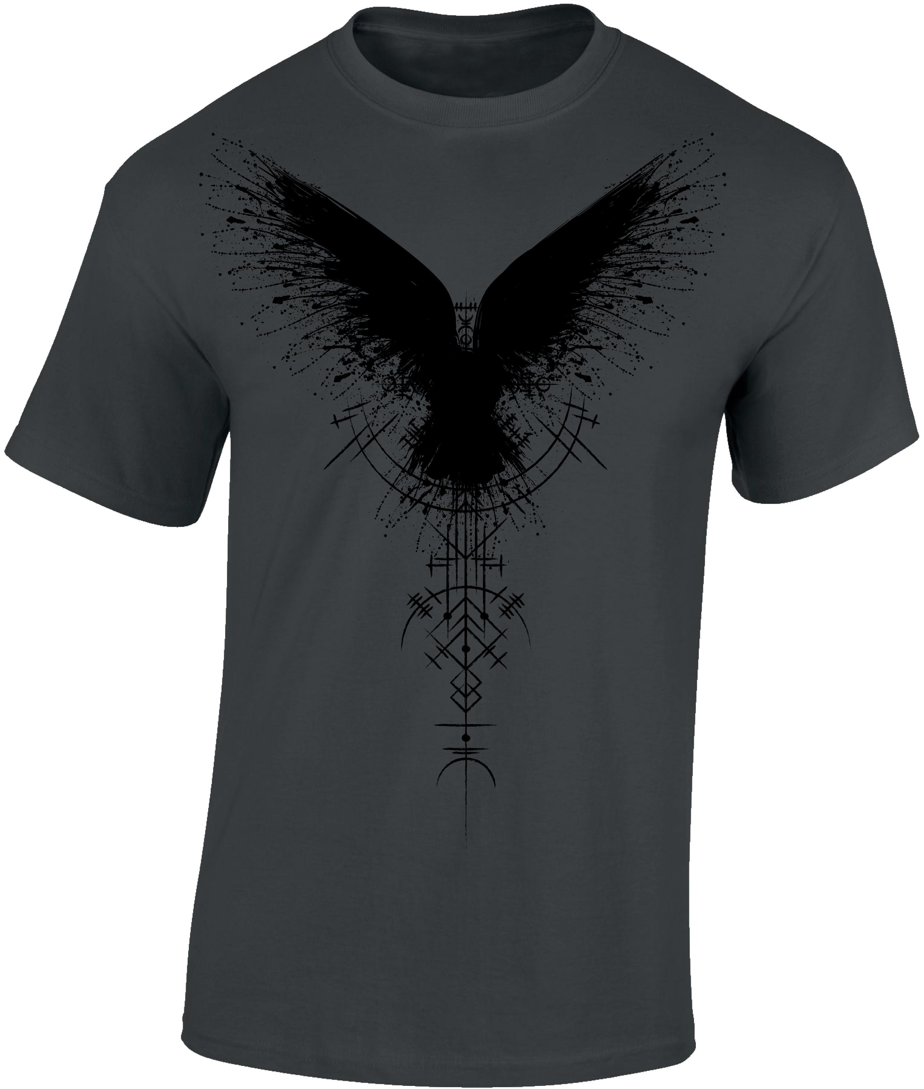 Baddery Print-Shirt Wikinger Tshirt: "Schattenrabe" - Viking Shirt Männer, hochwertiger Siebdruck, auch Übergrößen, aus Baumwolle