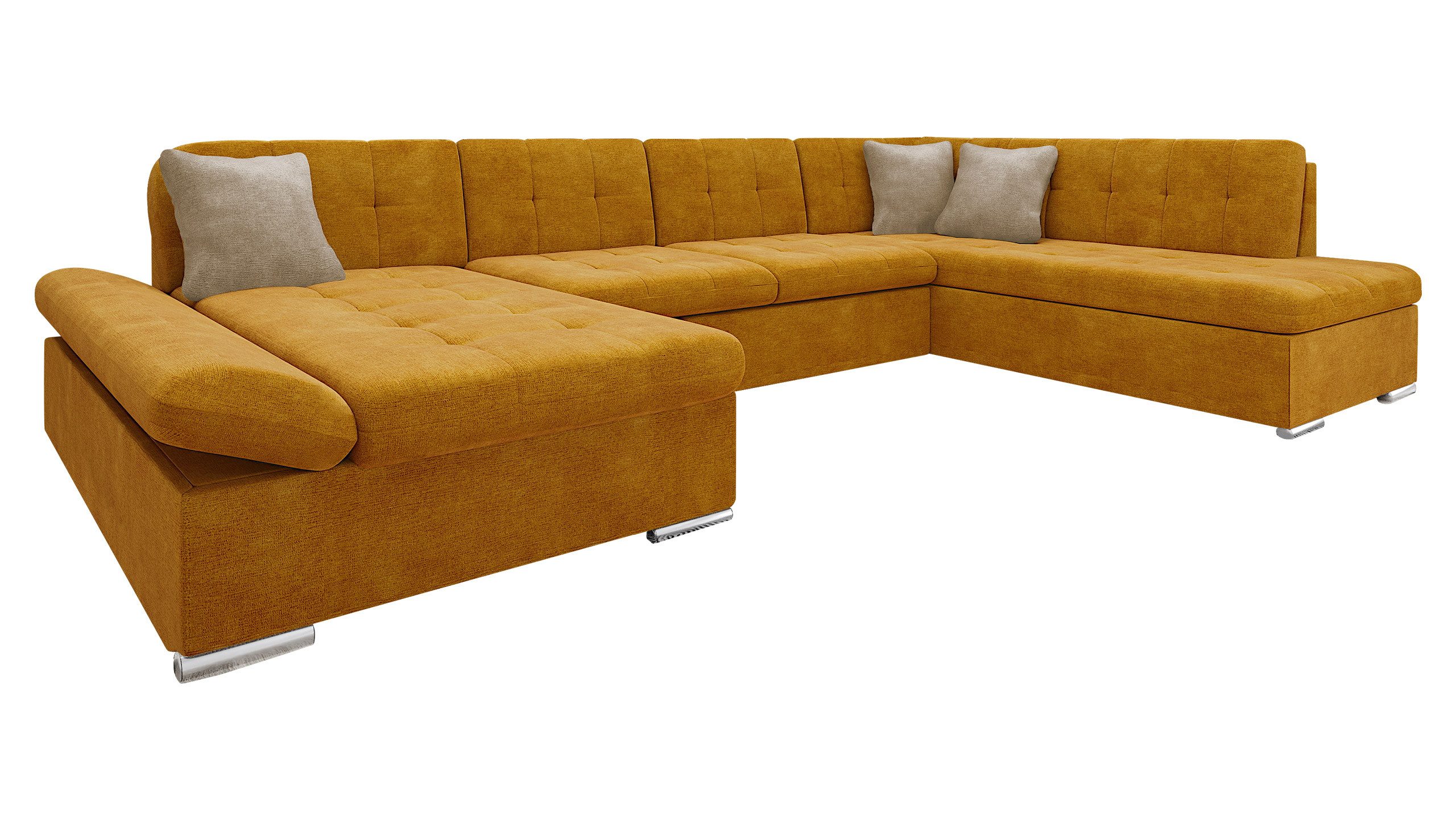 MIRJAN24 Wohnlandschaft Bergen, mit Bettkasten und Schlaffuntkion, Regulierbare Armlehnen, ausziehbar U-Form