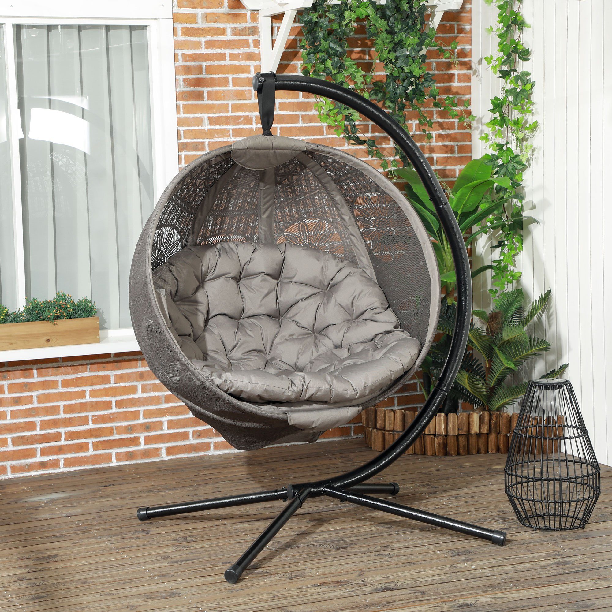 Outsunny Hängesessel Hängeschaukel mit Sitzkissen, Klappbarem günstig online kaufen