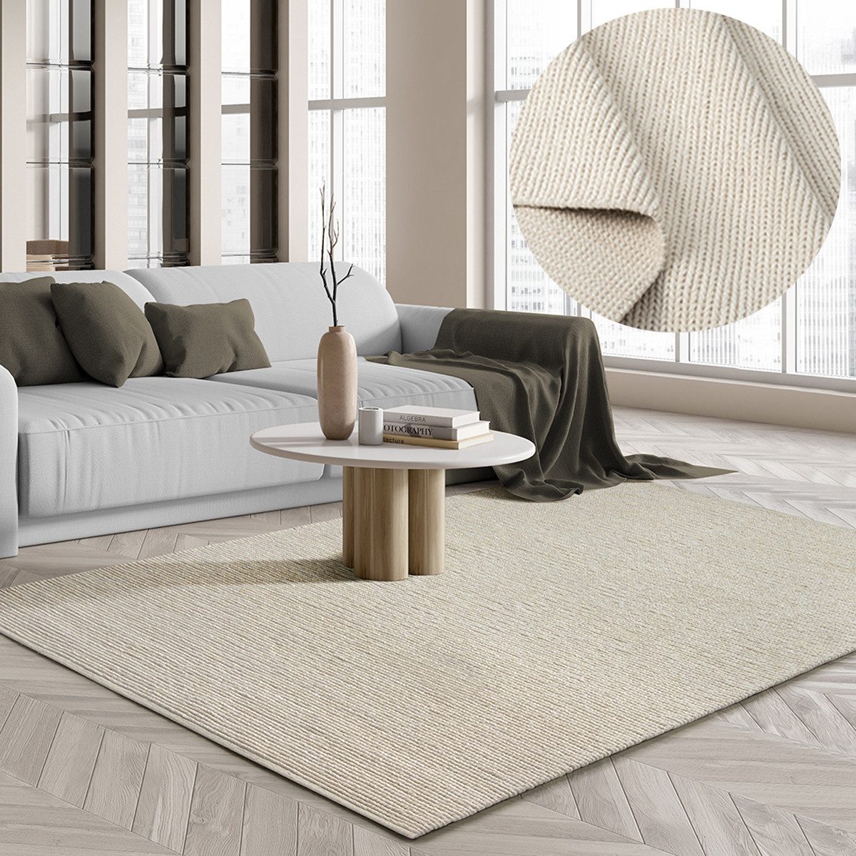 the carpet Teppich Premium Wool, rechteckig, Wool Handweb-Teppich Naturfase günstig online kaufen