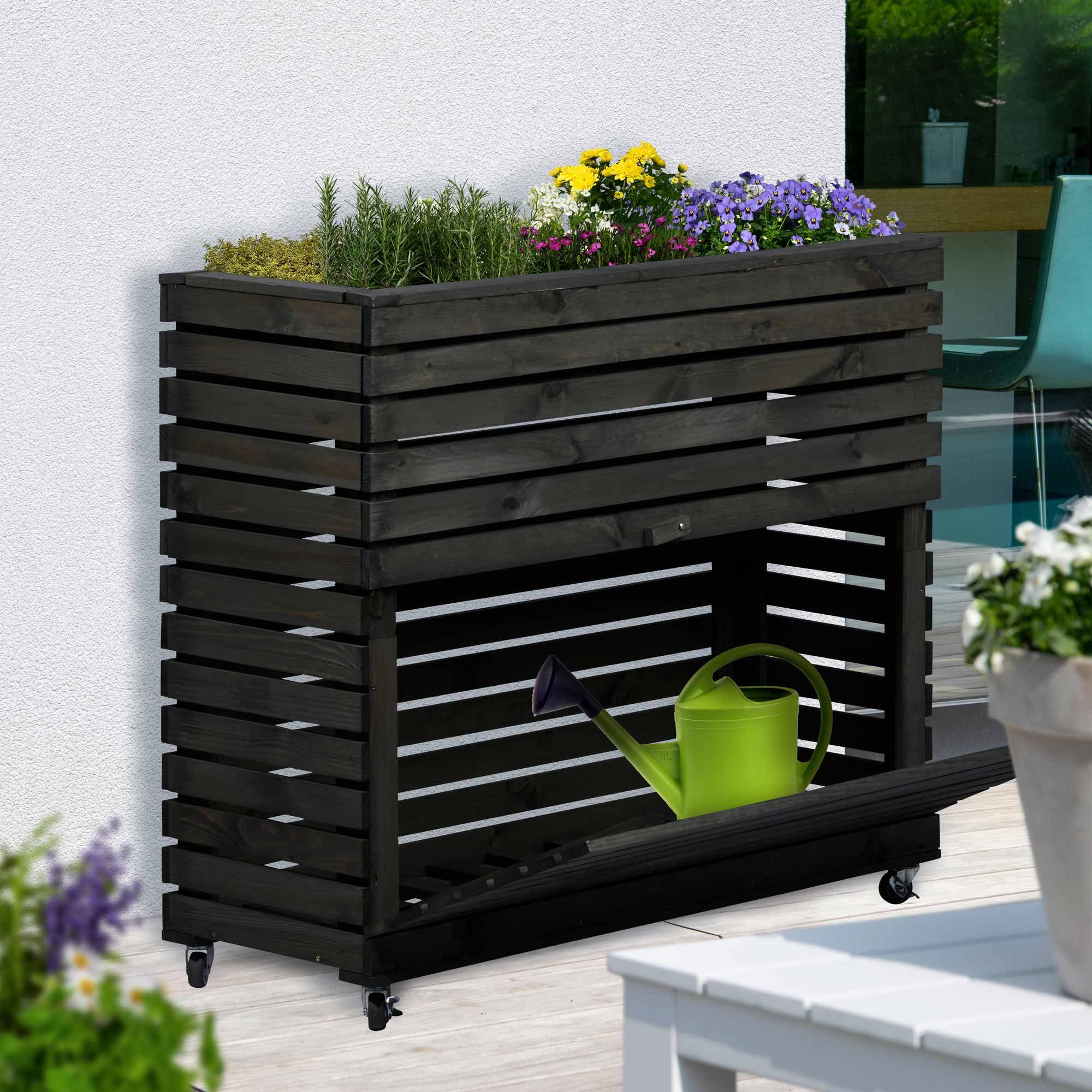 dobar Hochbeet "Rolla" Gr. XL, Anthrazit, ca. 92 x 32,5 x 78 cm (L x B x H) groß und ca. 14,6 kg