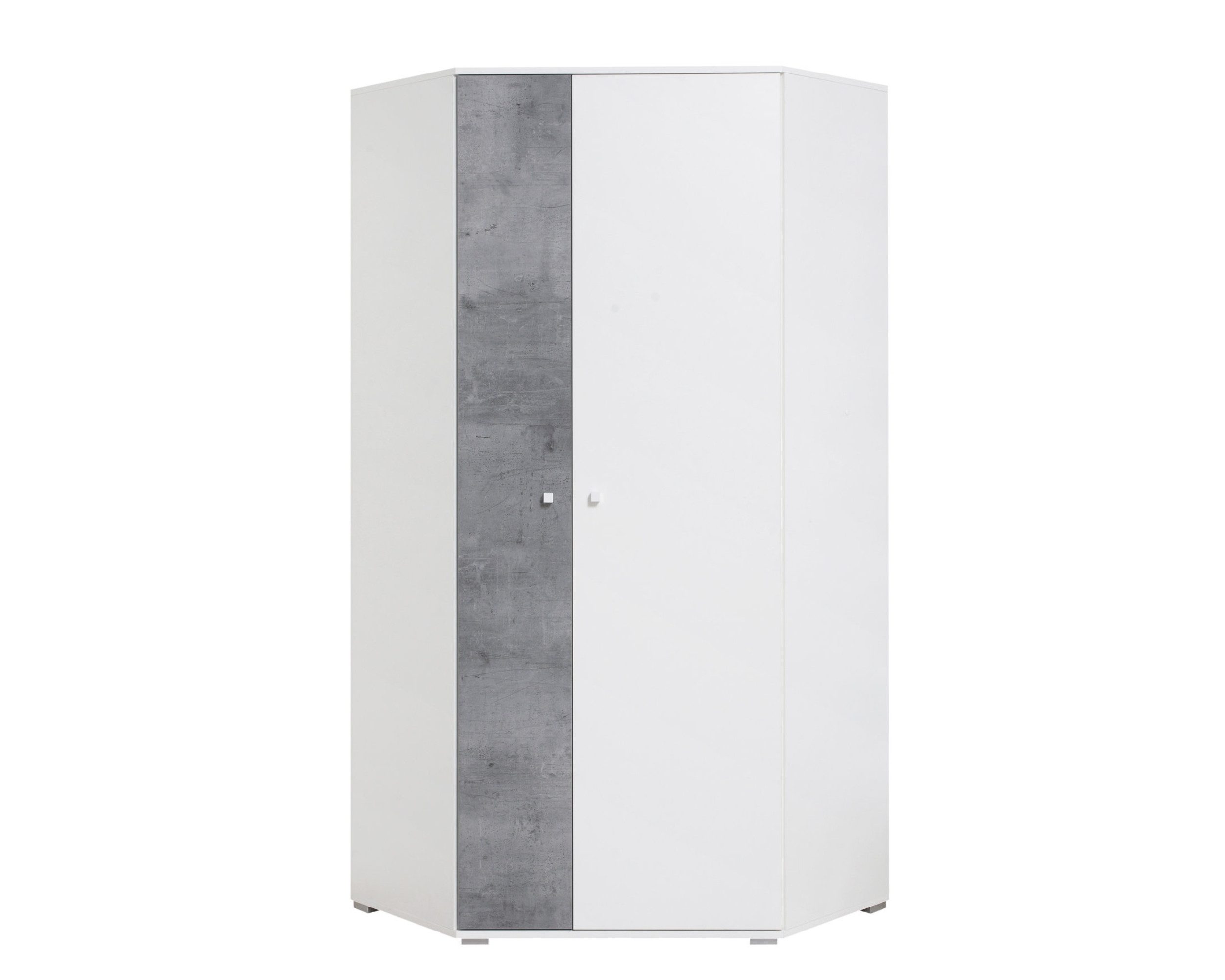Deine Möbel 24 Eckschrank SIMON 02 Jugendmöbel Jugendzimmer Kinderzimmer (Set, 2-St., Drehtürenschrank Weiß Beton Grau Eiche) erhältlich in Weiß Lux/Beton und Beton/Weiß Lux/Eiche