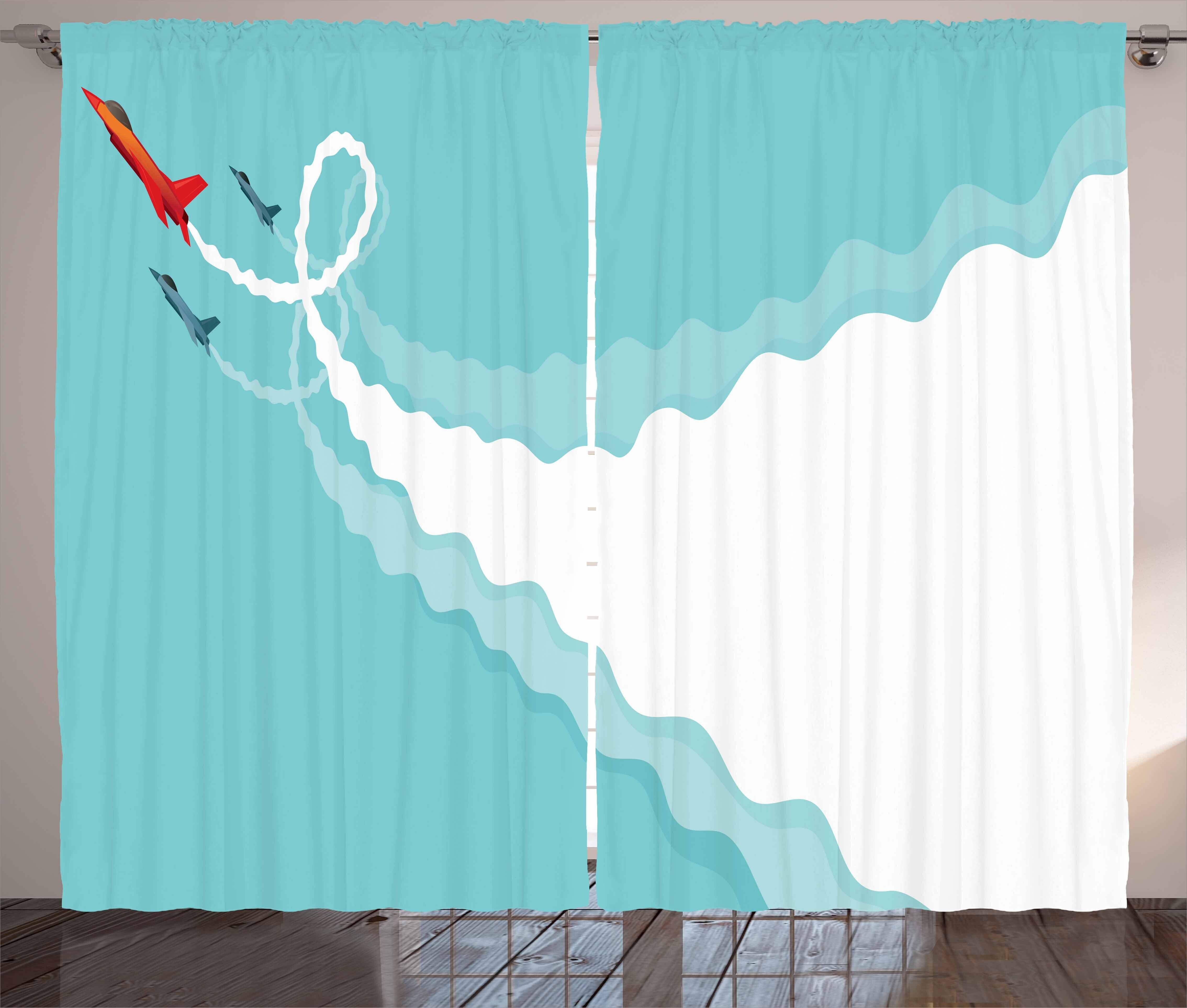 Gardine Schlafzimmer Kräuselband Vorhang mit Schlaufen und Haken, Abakuhaus, Rauch Acrobatic fliegende Jets Doodle | Fertiggardinen