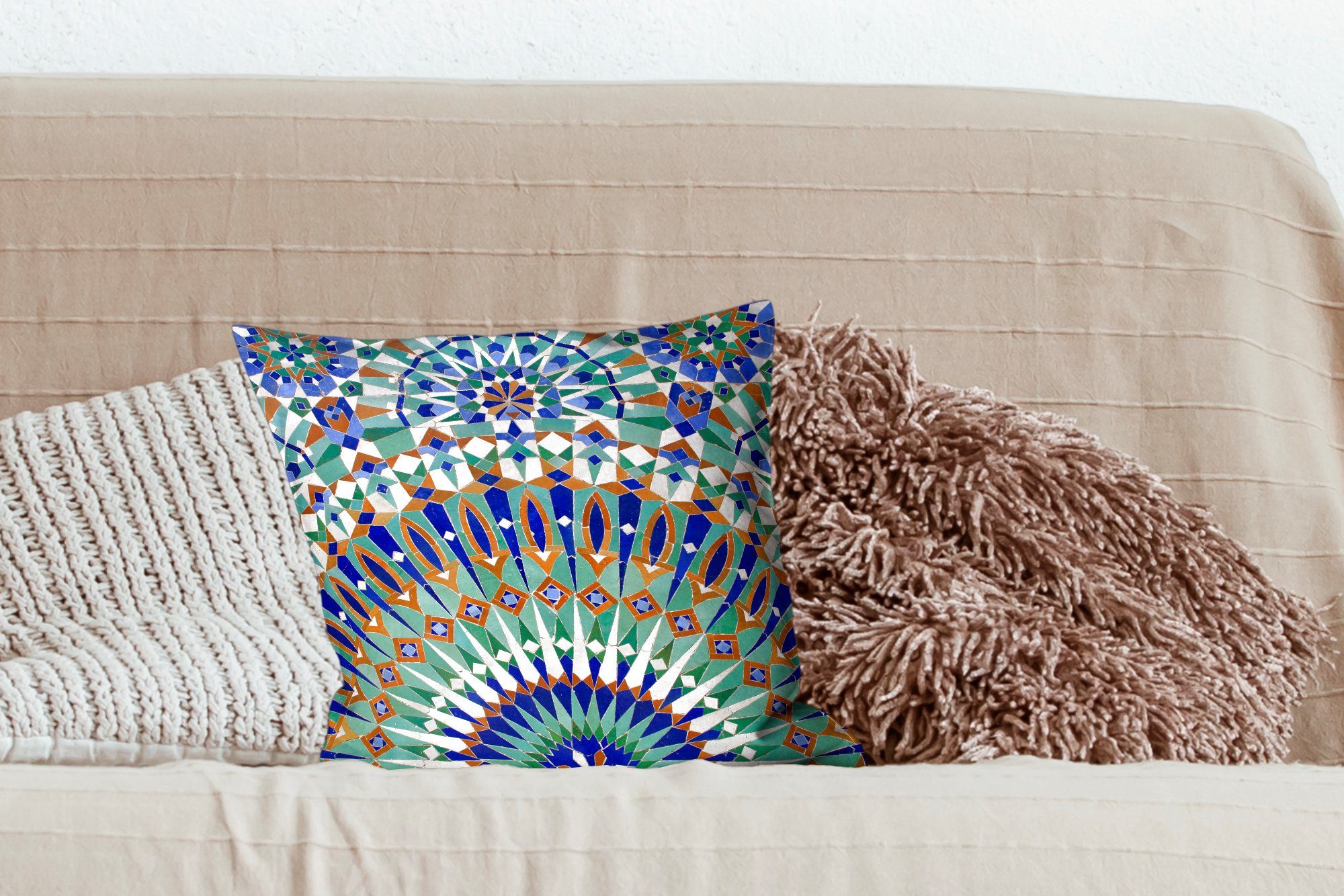 Füllung Zierkissen Formen, mit MuchoWow Wohzimmer, Dekokissen Sofakissen mit Deko, verschiedenen Schlafzimmer, Eine für marokkanische Mosaikwand