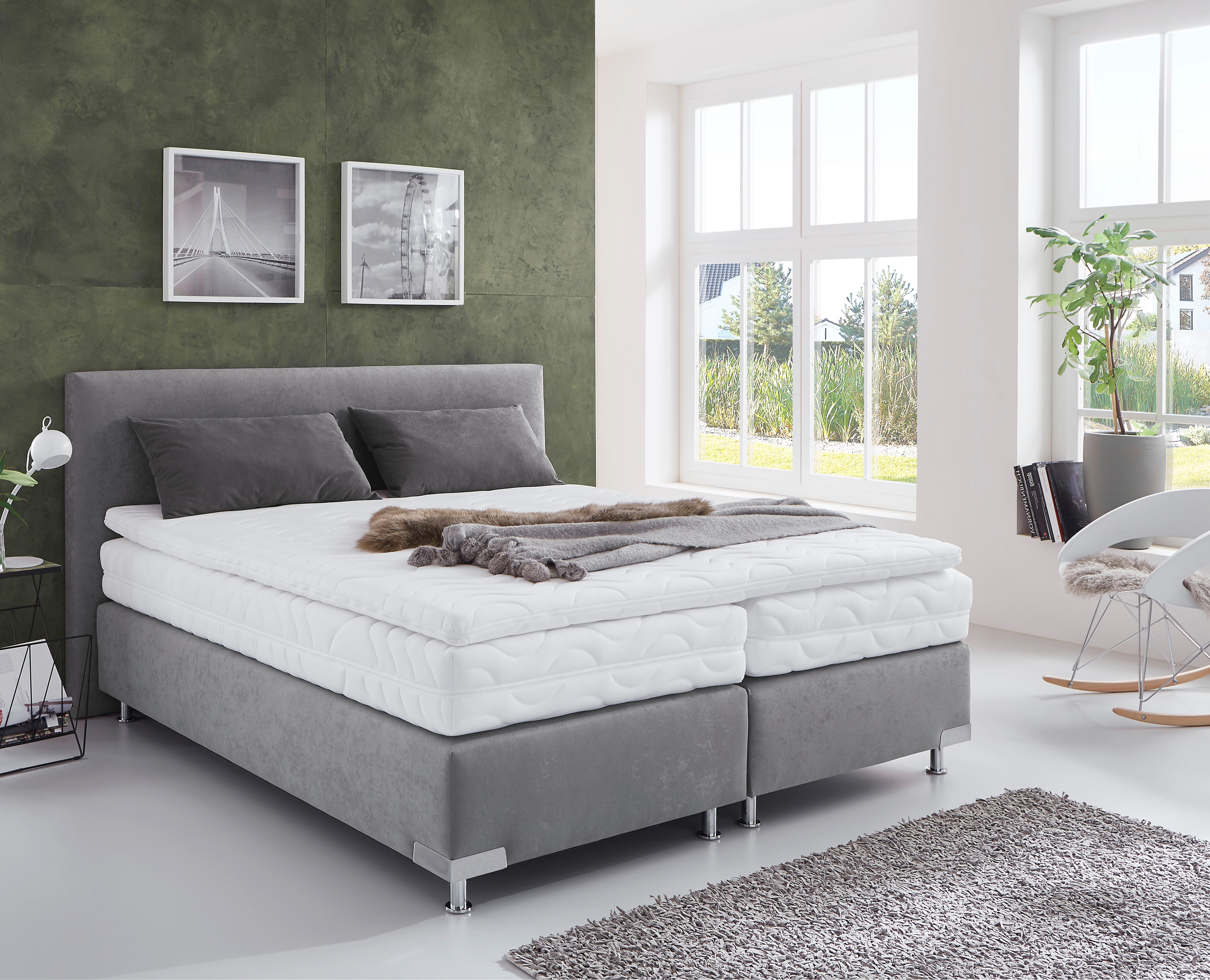 Westfalia Schlafkomfort Boxspringbett Ambiente, wahlweise in verschiedenen Größen & Farben, in verschiedenen Härtegraden, wahlweise mit Topper