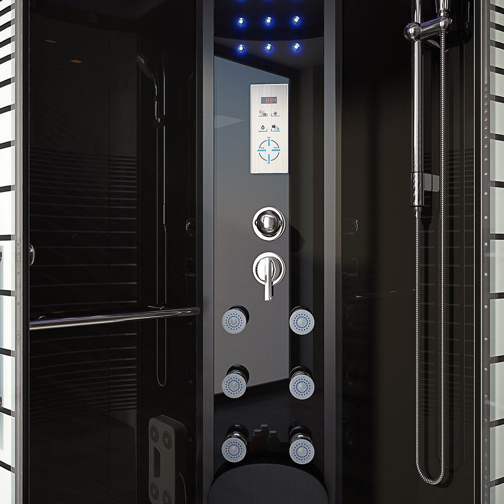 HOME DELUXE Eckdusche Dampfdusche BLACK PEARL - 100 x 100 cm, BxT: 100x100 cm, ESG-Vollverglasung