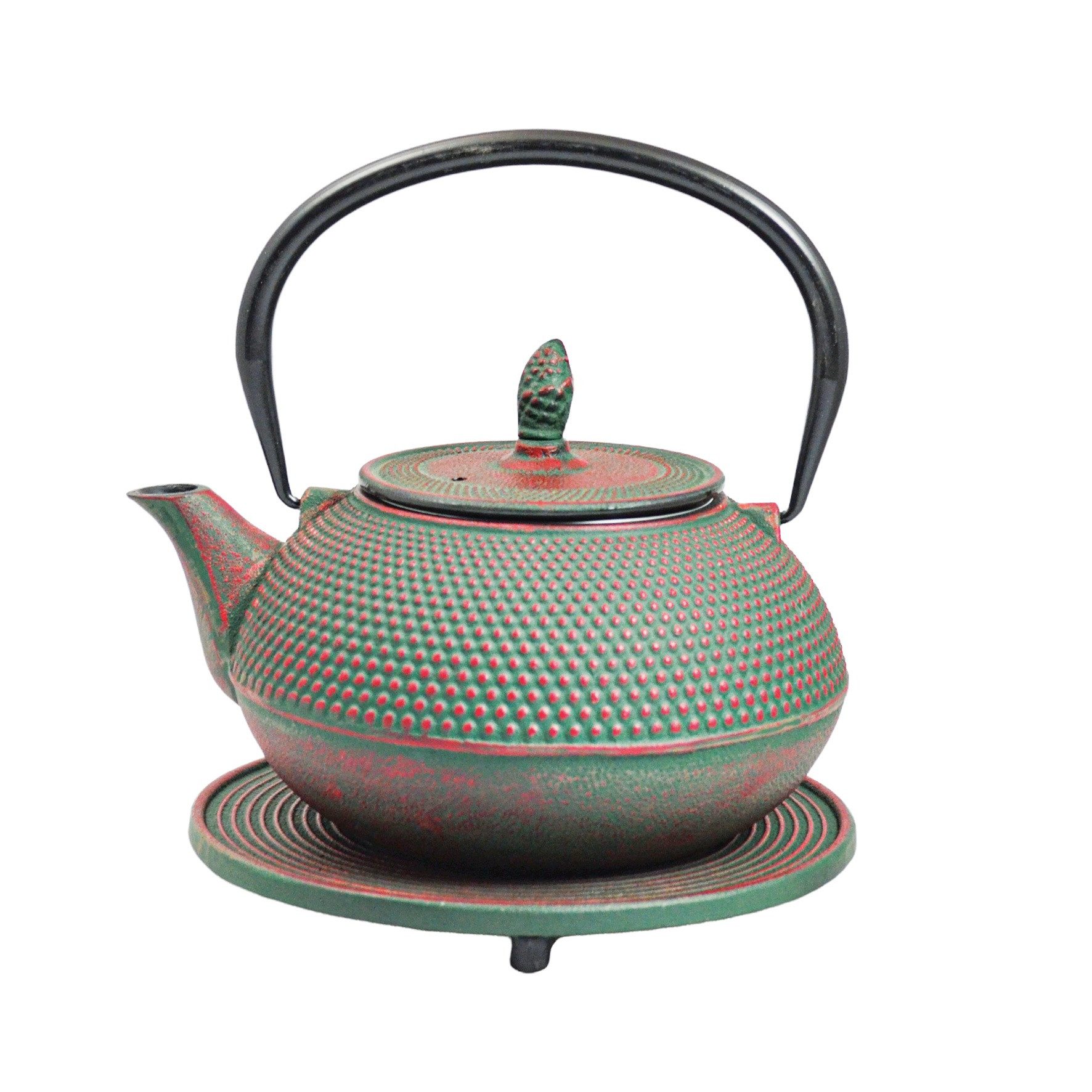 JA-UNENDLICH Teekanne Basic grün, 1.2 l, aus Gusseisen handgefertigt im Sandgussverfahren, innen emailliert