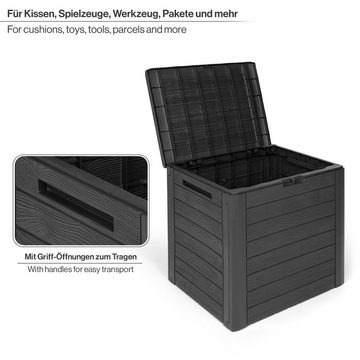 Kreher Kissenbox "WOOD" 140 Liter Volumen in Holz Optik (Anthrazit)