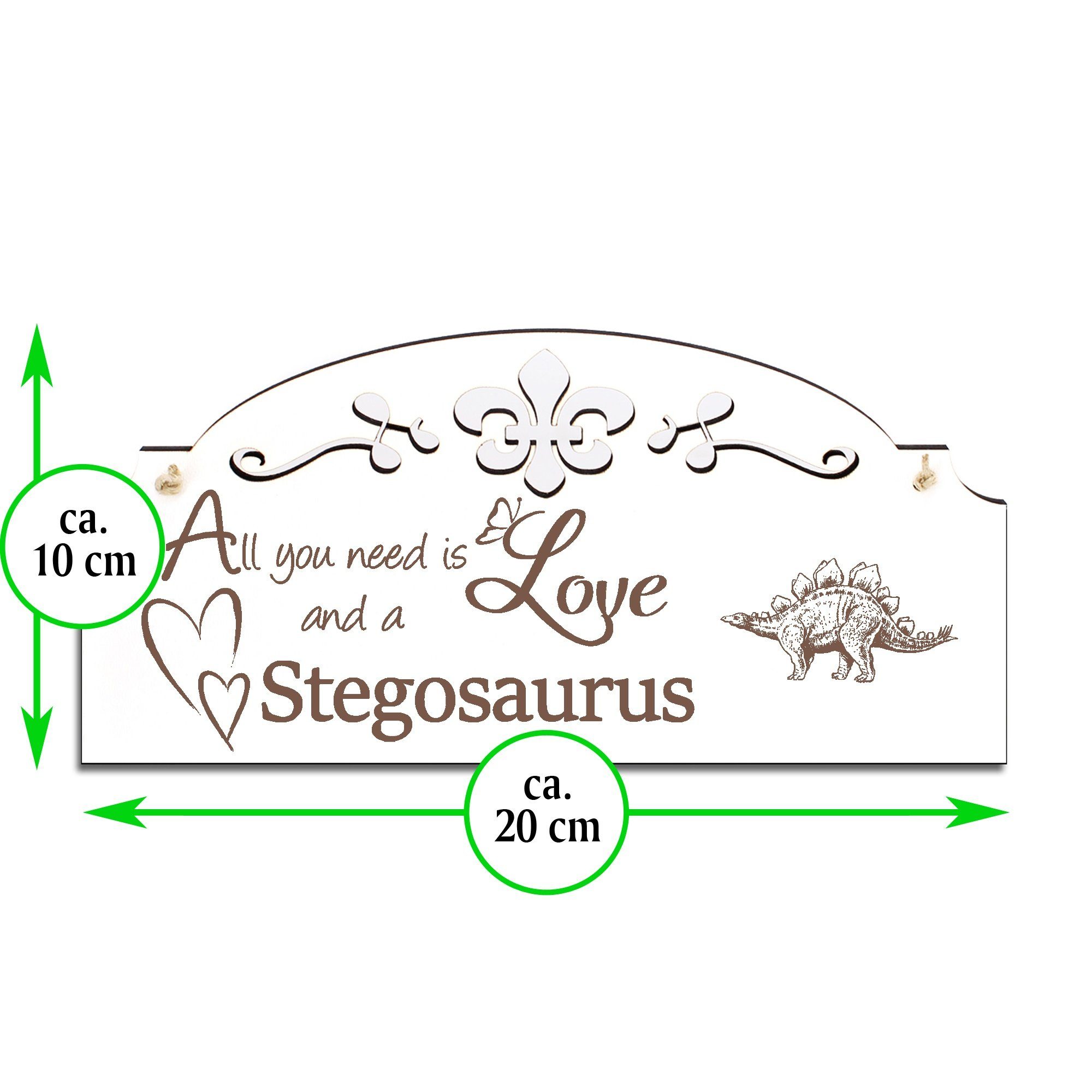 Dekolando All Hängedekoration Stegosaurus you need is Deko 20x10cm Love Dinosaurier