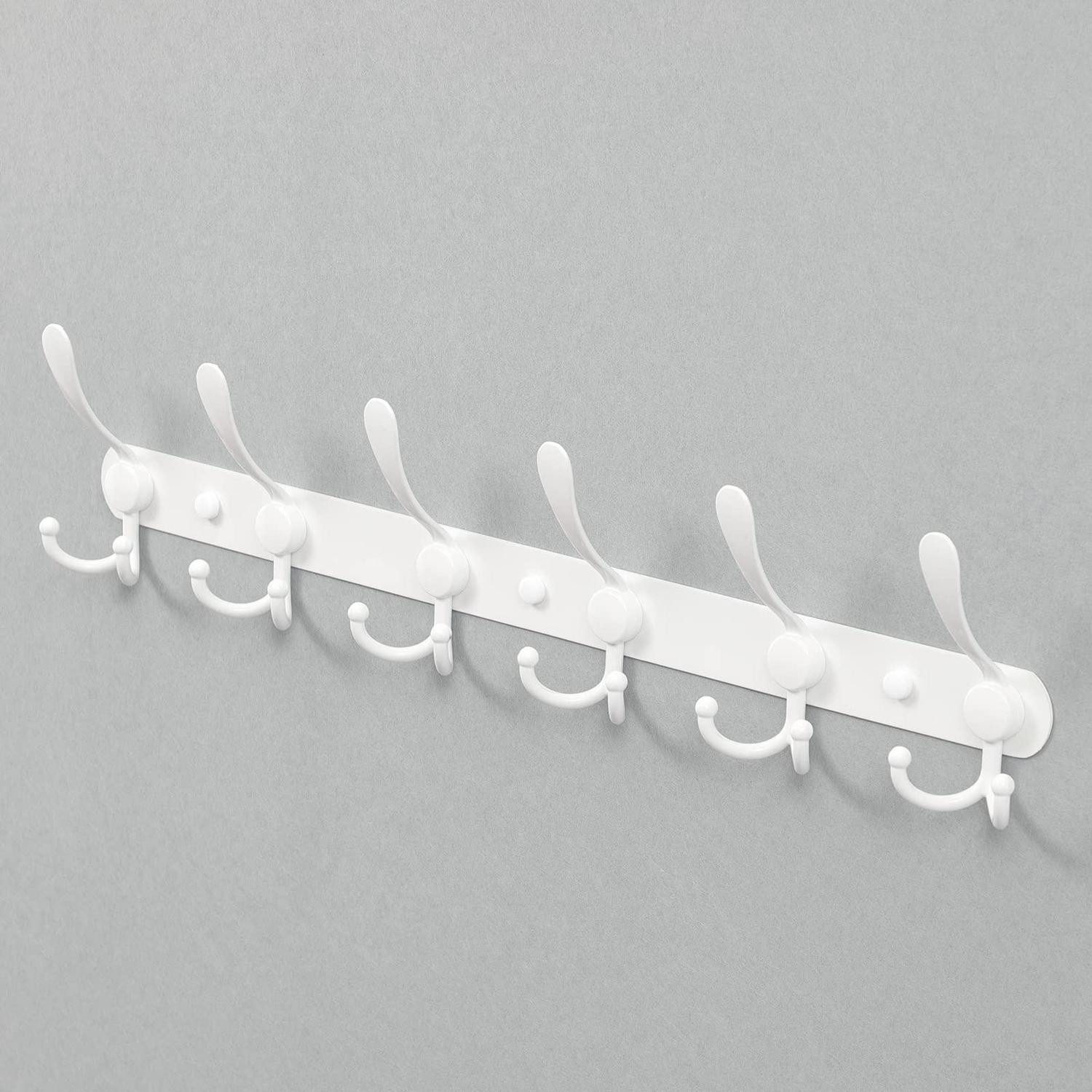 LuxusKollektion Kleiderhaken Kleiderhaken Edelstahl 6 Haken Weiß, (6-St)