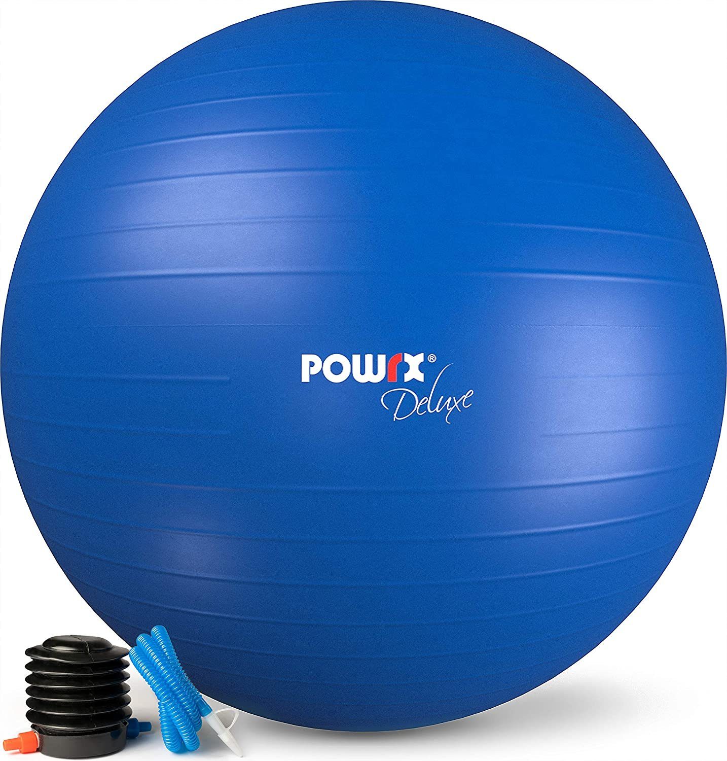 POWRX Gymnastikball Gymnastikball mit Ballpumpe & Workout für Pilates &  Yoga, Knigsblau 65 Cm