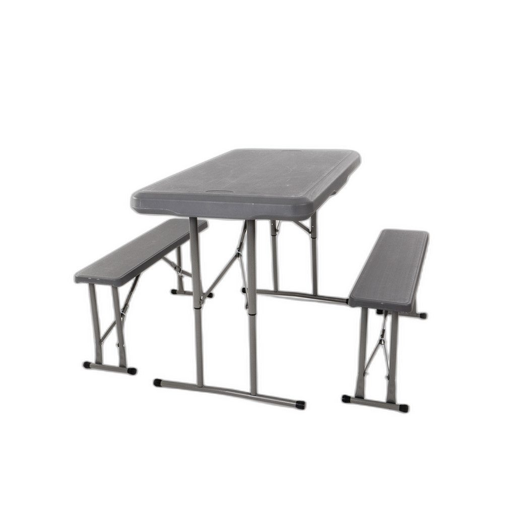 Camp4 Klapptisch Camp4 Garnitur EASY - Tisch 105x65cm u. 2 Bänke 84,5x20cm, grau (3-St)
