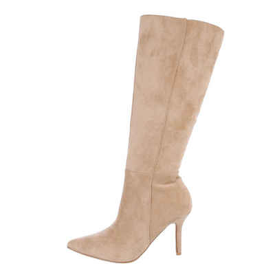 Ital-Design Damen Elegant High-Heel-Stiefel Pfennig-/Stilettoabsatz High-Heel Stiefel in Hellbraun