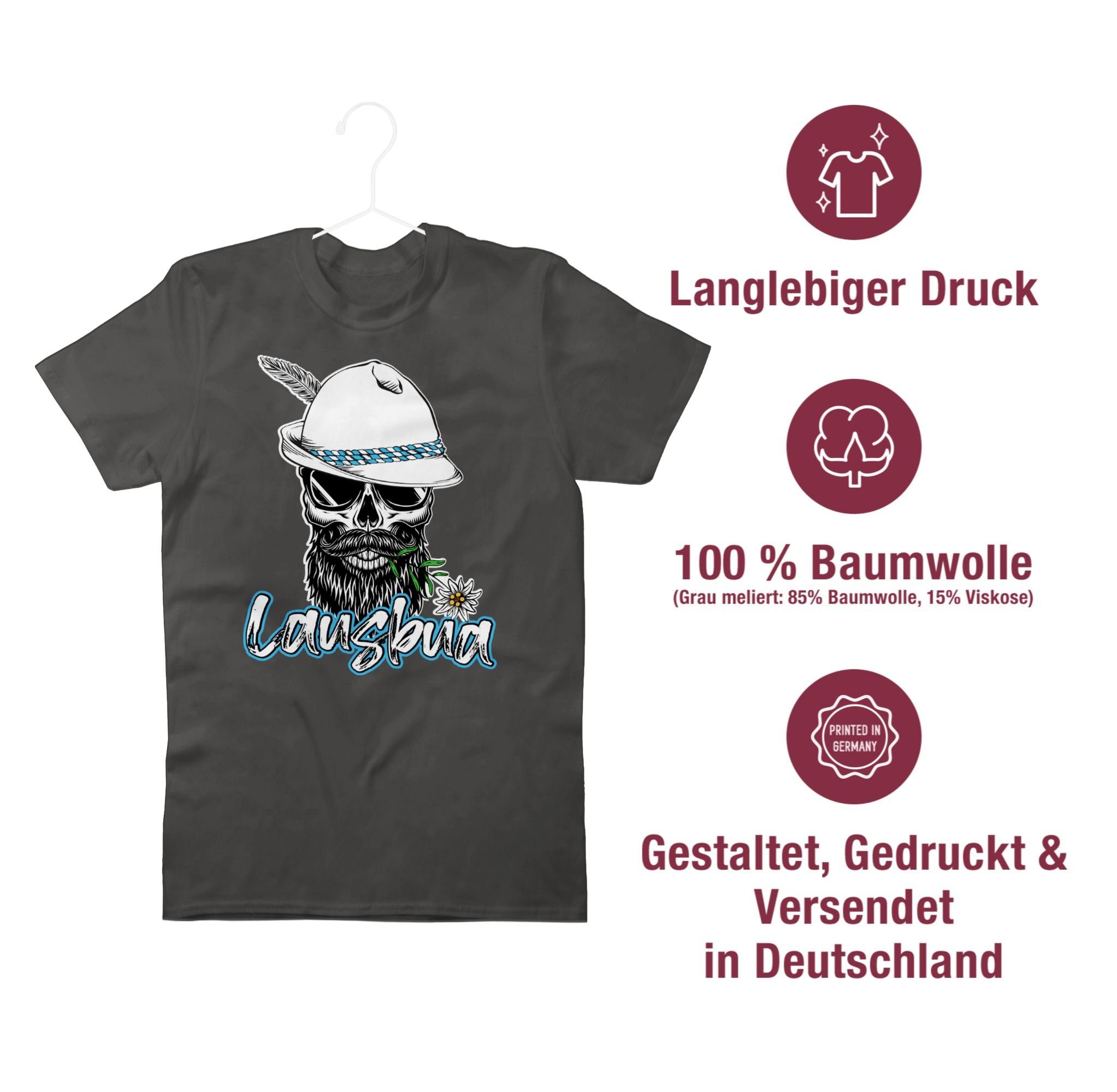 Skull Oktoberfest Dunkelgrau für Shirtracer Schlingel Herren T-Shirt Bayrisch Totenkopf Mode Lausbua Lausbub 03