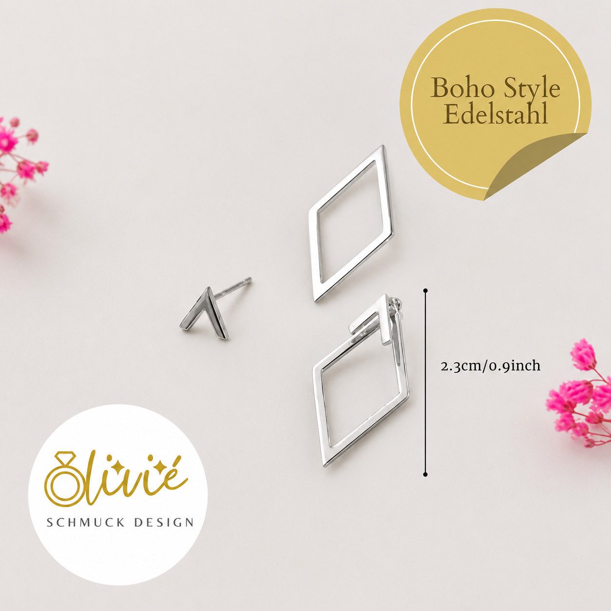 XCOAST Ohrstecker-Set XCOAST Ohrstecker Damen Cut-Out Edelstahl 316L Silber (Geschenkidee Ohrringe Damen, 2-tlg., in Geschenketui), pflegeleichter, langlebiger Schmuck, rostfrei