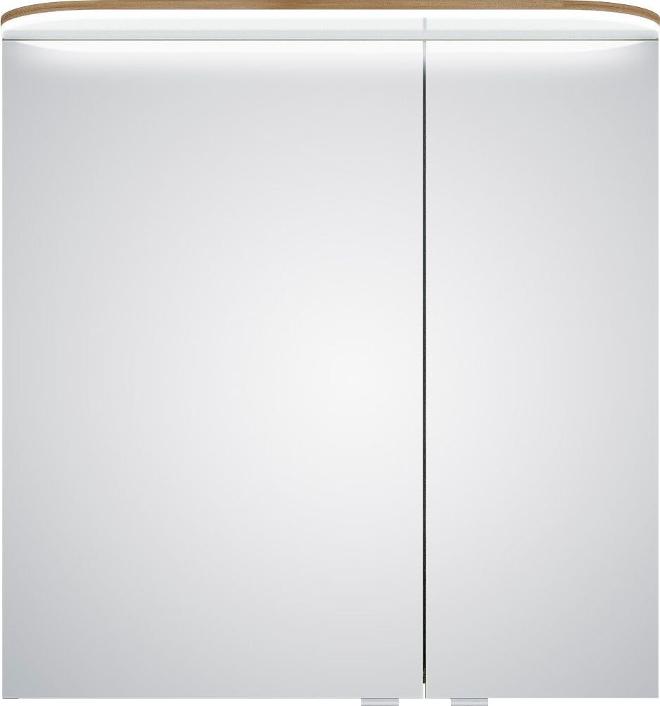 Saphir Spiegelschrank Balto Sprint Badschrank mit LED-Lichtkranz, 70 cm breit, 2 Türen Schalter-/ Steckdosenkombination, inkl. Türdämpfer, 567LM, 12V LED