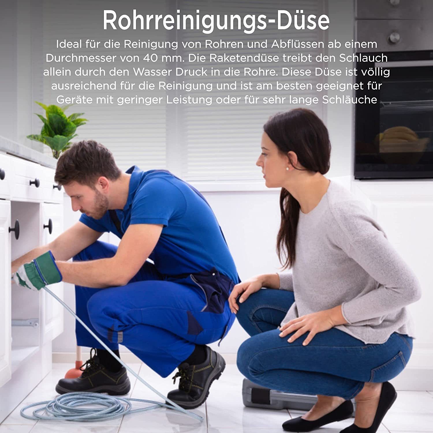 M&M Smartek Hochdruckreiniger-Düse 1/8" starr + rotierend 045 für Rohrreinigungsschlauch, passend für Rohrreinigungsschlauch / Hochdruckreiniger z.B. für Kärcher, Kränzle usw., (Spar-Set, 2-tlg., rotierend und starre Düse), robustes Edelstahl, Messing, Reinigung Abflussrohre, Kanalrohre etc.