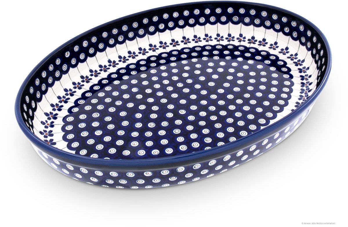 Bunzlauer Keramik Auflaufform Bunzlauer Keramik 2,3L Auflaufform groß oval 35x27x6,5cm Dekor 166a, Keramik