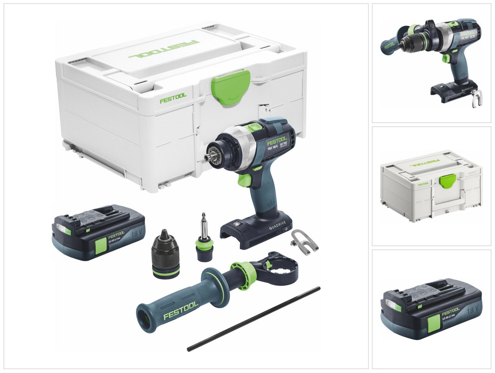 FESTOOL Säulenbohrmaschine TDC 18/4 I-Basic Akku Bohrschrauber 18 V 75 Nm Brushless + 1x Akku 3