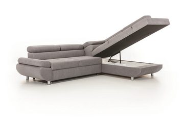 Fun Möbel Ecksofa Sofa PANOS Stoff Esito mit Schlaffunktion, Inkl. Bettkasten, Rundumbezug